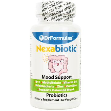 DrFormulas Mood Boost Probiotics for Stress and Calm, Methylfolate for Kids, Women, Men | Nexabiotic Supplement with Bifidobacterium and B-12, 60 Count DrFormulas Au supplements