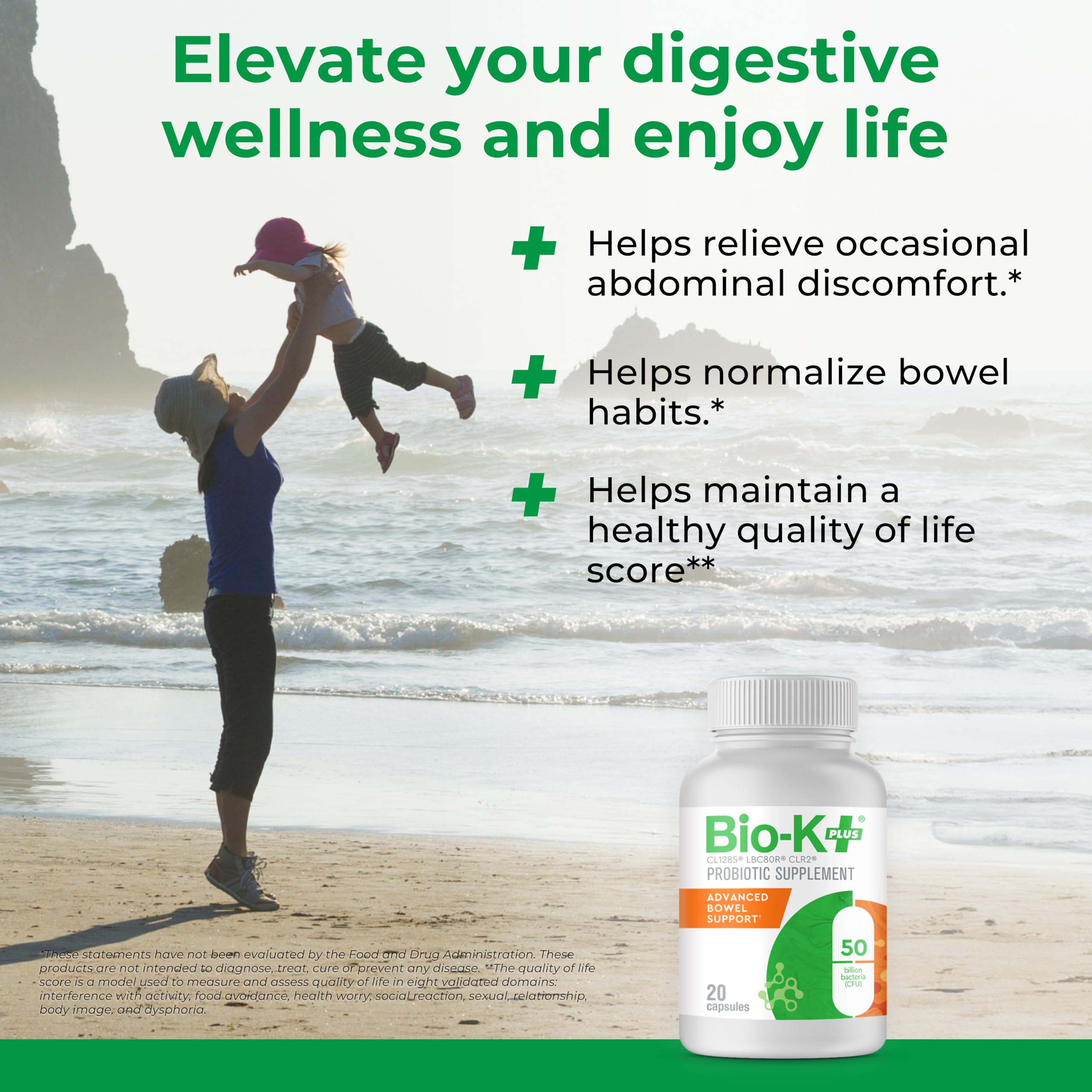 Bio-K+ Probiotic Advanced Bowel Support – 50 Billion CFU – Vegan, Gluten-Free, Non-GMO – Supports Digestive Health & Regularity – for Men & Women – 20 Probiotic Capsules Bio-K Plus Au supplements