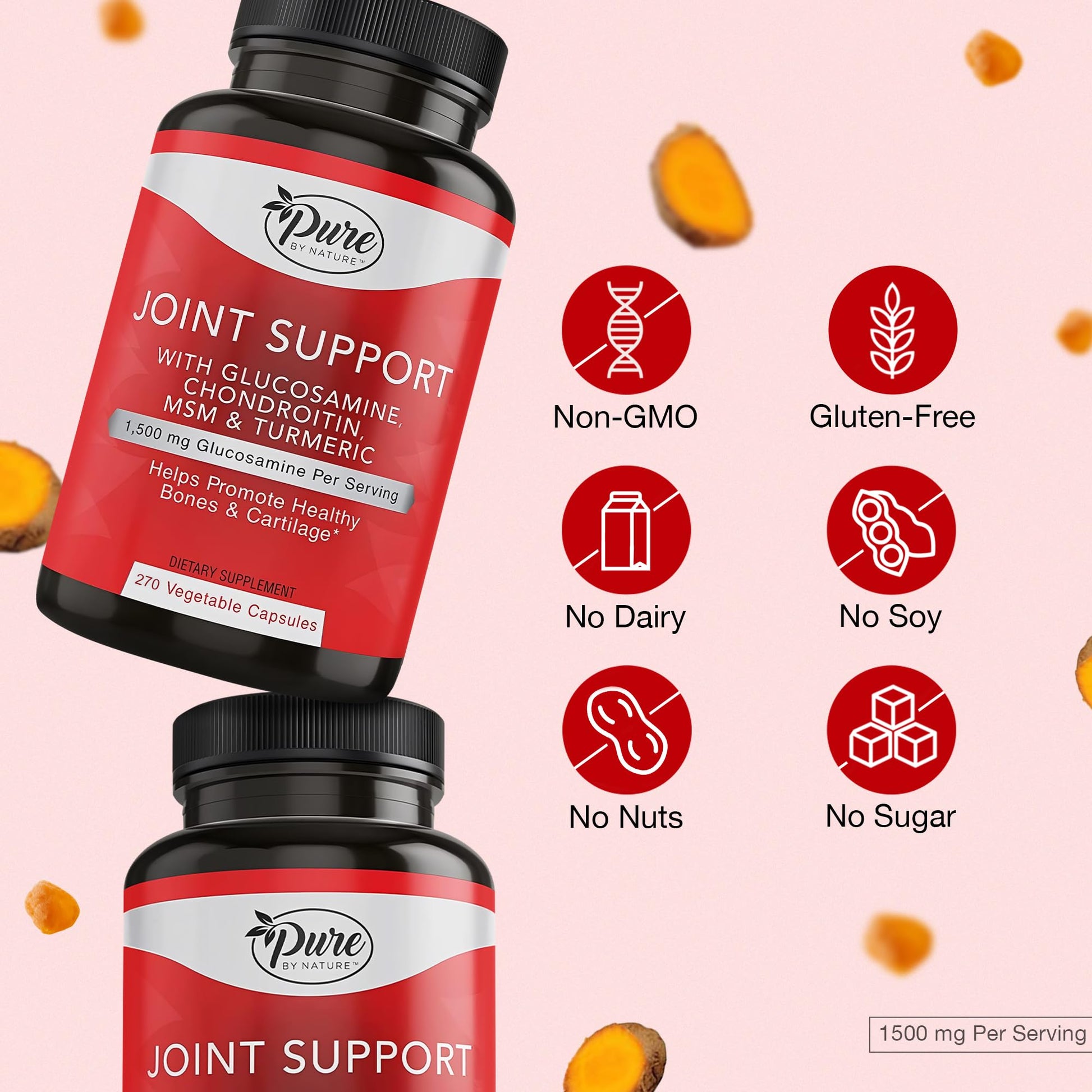 Pure By Nature Joint Support, Glucosamine with Chondroitin Turmeric MSM Boswellia Supplement, 270 Capsules Pure By Nature Au supplements