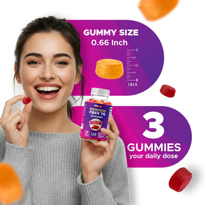 Vitabod Fiber Gummies 7G Per Serving for Digestive Health & Regularity, Prebiotic GOFOS™ Plant-Based Fiber, No Sugar Added, Vegan, Berry Peach Strawberry, 120 Gummies (Adults, Women & Men) VitabodUS supplements