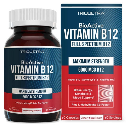 BioActive Vitamin B12 - 5000 mcg, Contains 3 BioActive Forms B12 Plus Methylfolate Cofactor - Methyl B12, Adenosyl B12 & Hydroxy B12 | Supports Energy Triquetra HealthUS supplements