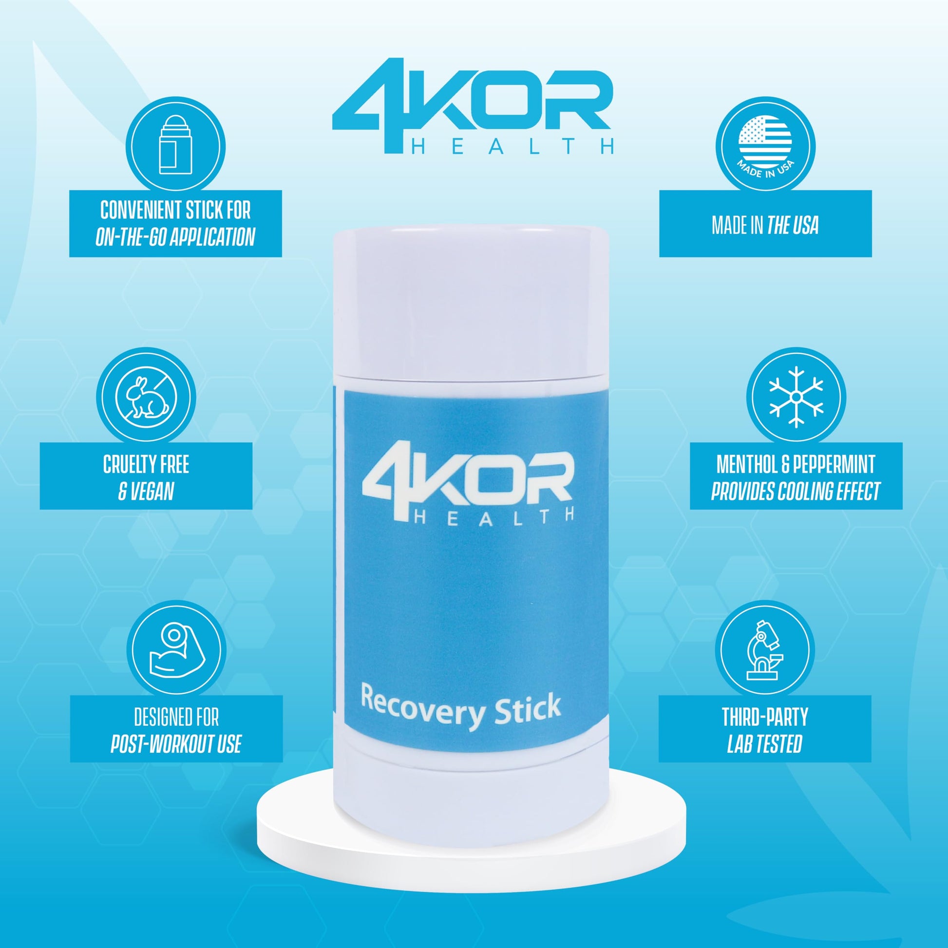 4KOR Hemp Infused Balm Stick – Topical Skin Balm with Cooling & Warming Sensation | Portable, Non-Greasy Twist-Up | 1 oz 4KOR Fitness Au supplements