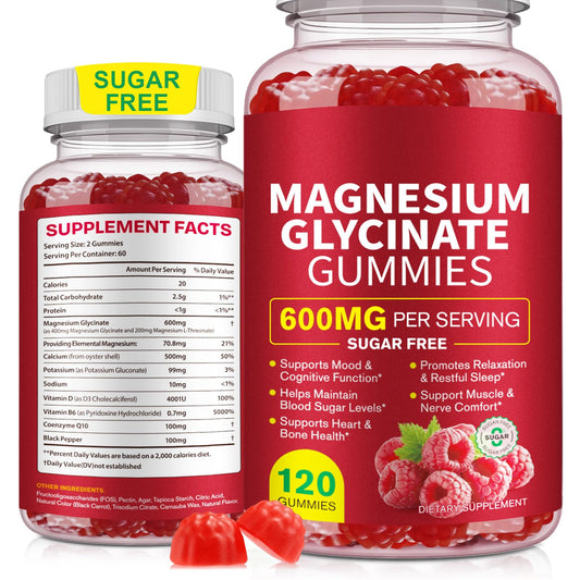 120 Count Magnesium Glycinate Gummies 600mg for Adults, Supports Relaxation, Magnesium Glycinate Chewable, MariayuUS supplements