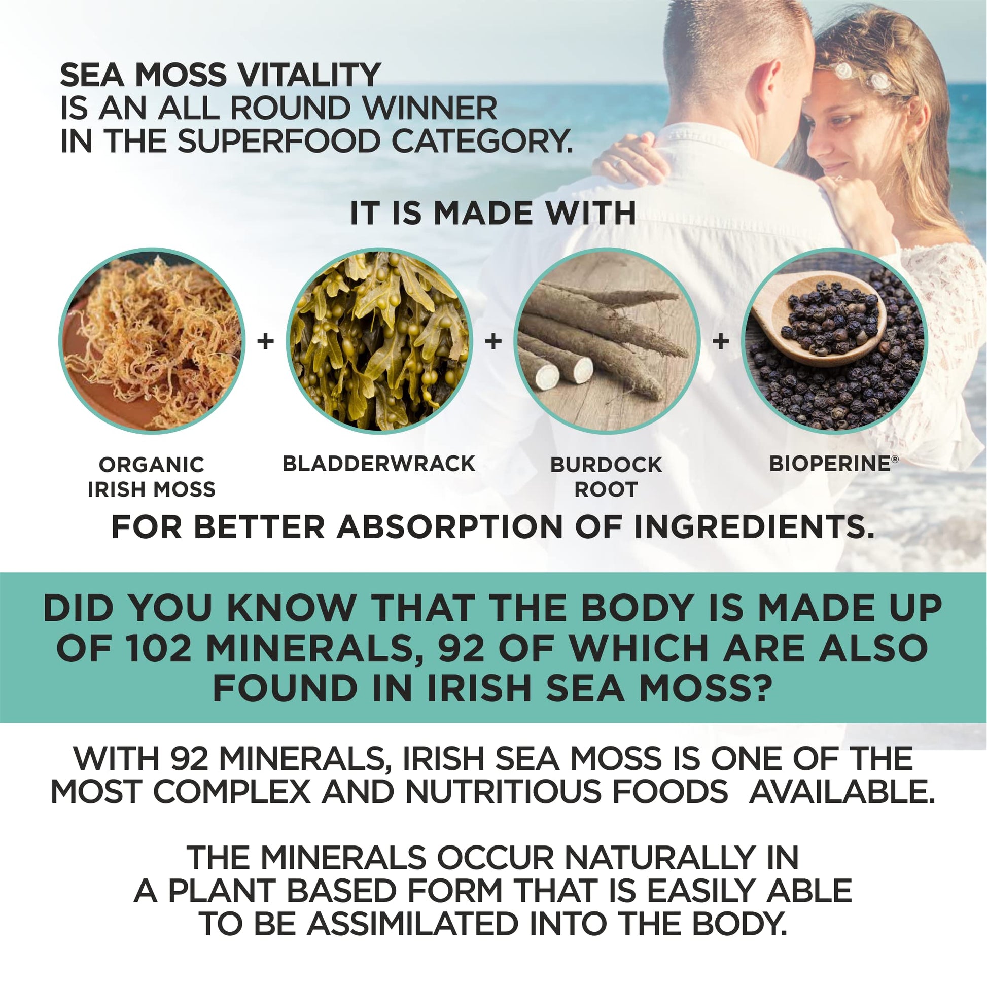 HerbaMe Organic Irish Sea Moss with Bladderwrack, Burdock Root & Black Pepper Extract, 150 Capsules, Thyroid Support, Natural Iodine Source, Promotes Immune System, Cell Food, Alkaline Supplement HerbaMe Au supplements
