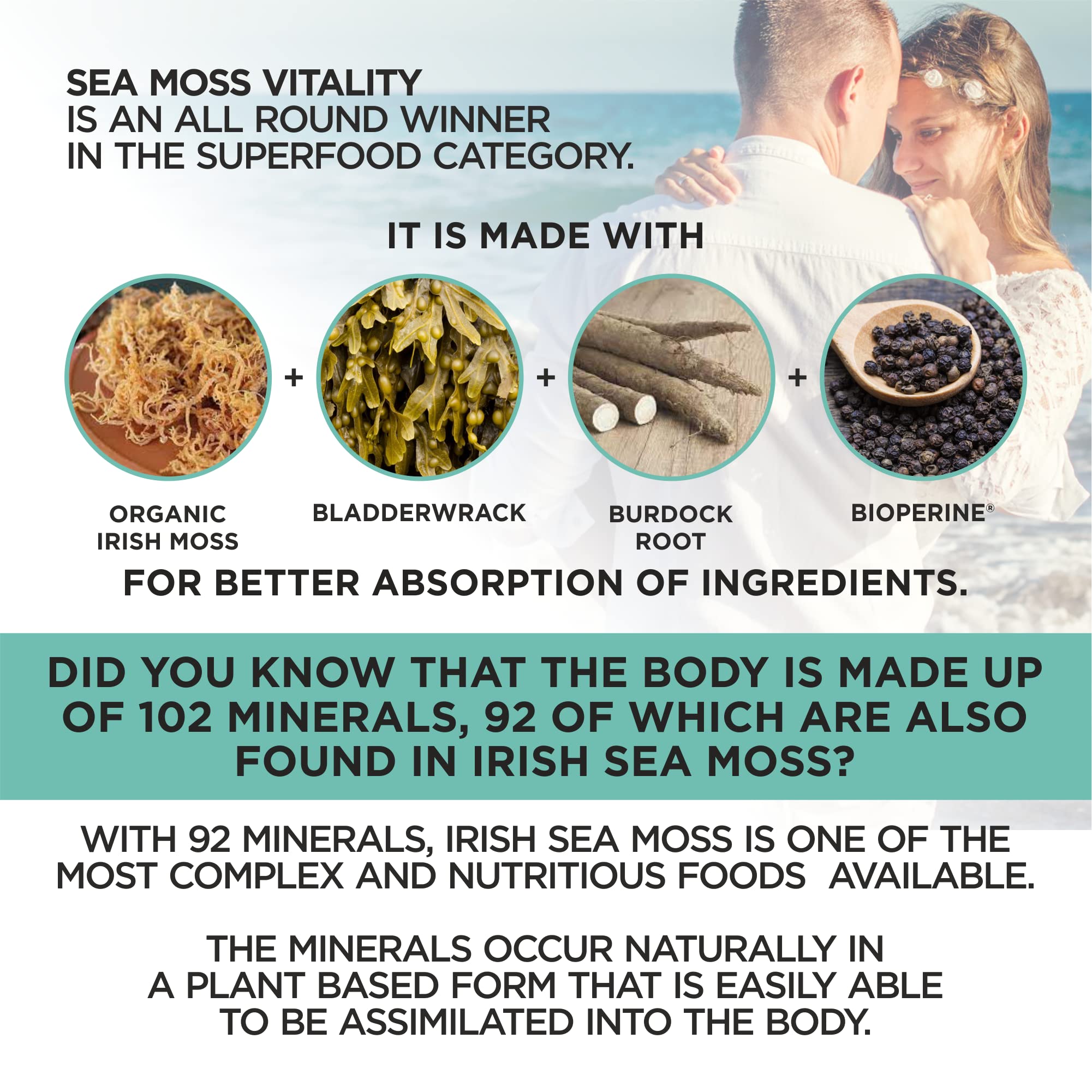 HerbaMe Organic Irish Sea Moss with Bladderwrack, Burdock Root & Black Pepper Extract, 150 Capsules, Thyroid Support, Natural Iodine Source, Promotes Immune System, Cell Food, Alkaline Supplement HerbaMe Au supplements
