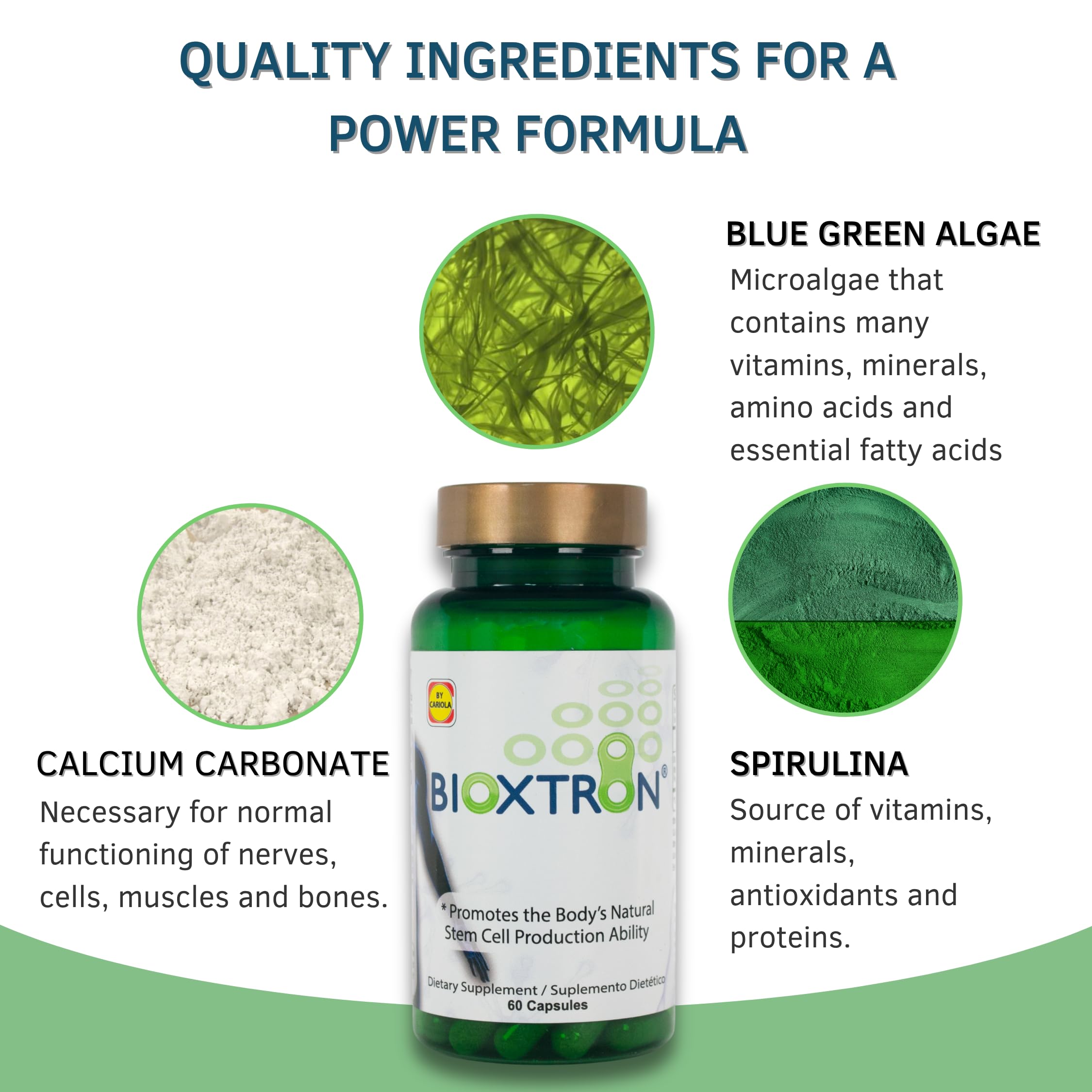 Bioxtron Natural AFA Stem Cell Supplement - Joint Support & Muscle Pain - Immune System Support - Support Energy Levels - Natural Blue Green Algae Spirulina - Pack of 2-120 Caps Bioxtron Au supplements