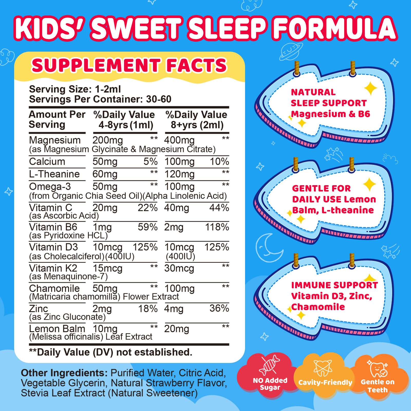 Kids Magnesium Glycinate Liquid Drops‌ – with L-Theanine, Omega-3, Vitamins B6 & D3, Zinc & Calcium – for Sleep Support, Relaxation, Focus & Brain, Bones – Strawberry Flavor, 2 Fl Oz GZ HAOYUAN Au supplements