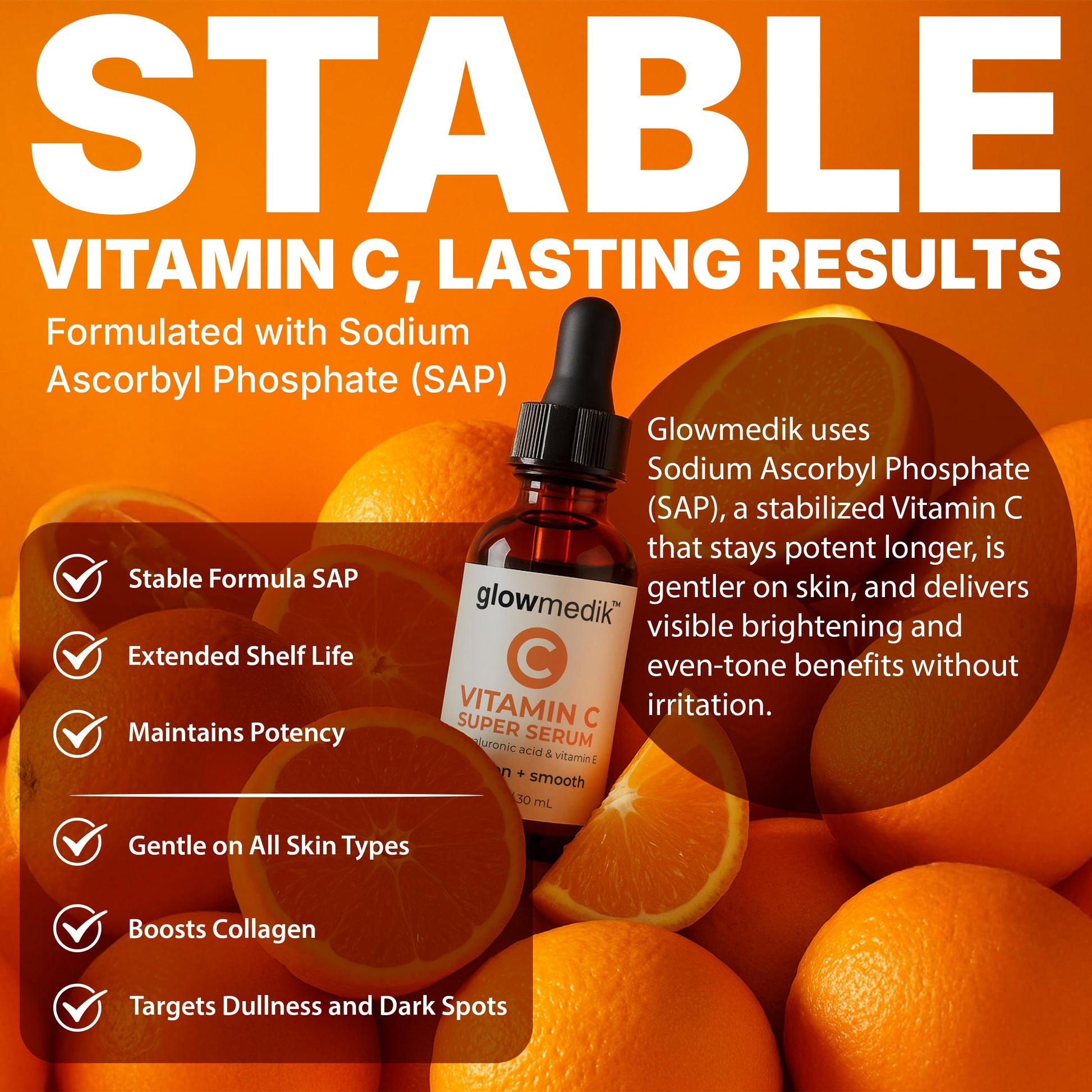 GlowMedik Vitamin C Serum for Face - Illuminating Brightening Serum for Dark Spots - Dark Spot Corrector with Hyaluronic Acid & Vitamin E - Fine Lines & Wrinkles, Sensitive Skin, Made in USA 1 fl oz Glowmedik buy supplements Au