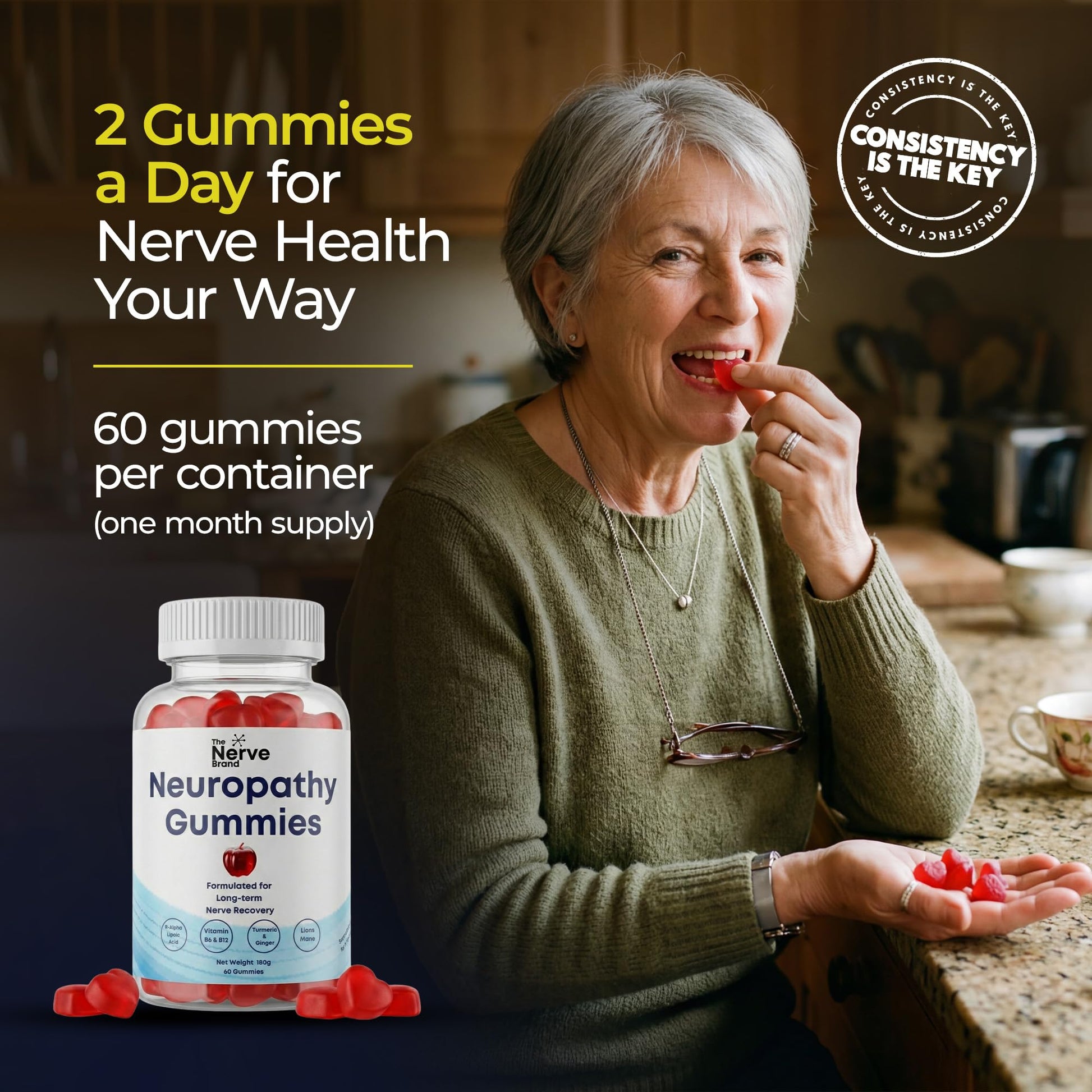 The Nerve Brand Neuropathy Support Gummies, 600 mg R Alpha Lipoic Acid Gummies with B1 B6 B12 and Lion’s Mane, Sugar Free Daily Nerve Health Supplement, 30 Day Supply The Nerve Brand Au supplements