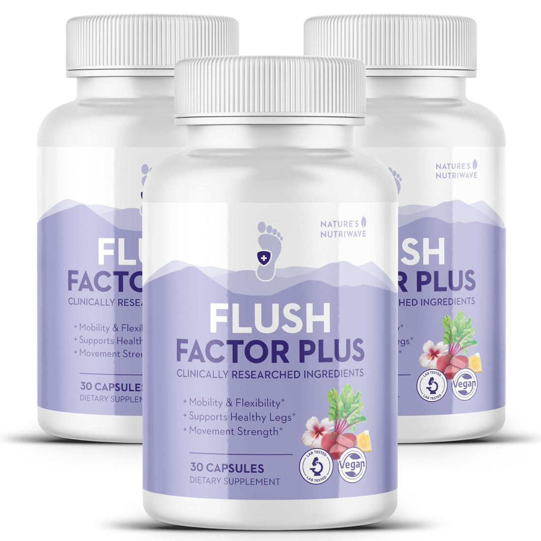 Nature’s NutriWave Flush Factor Plus - Original Formulated FlushFactorPlus for Leg Comfort, 100% Natural Ingredients, Made in USA, No Stimulants | 30 Capsules, 3 Month Supply Nature’s NutriWave Au supplements
