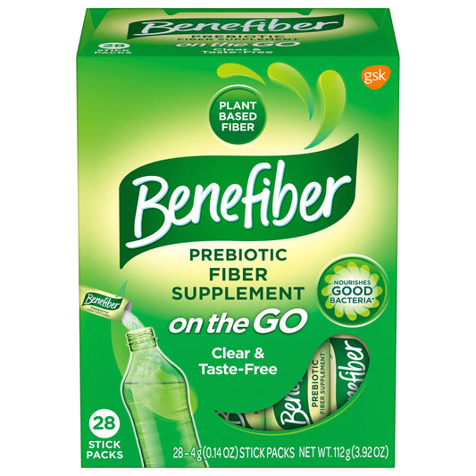 Benefiber On The Go Prebiotic Fiber Supplement Powder for Digestive Health, Daily Fiber, Unflavored - 28 Sticks (3.92 Ounces) BenefiberAU supplements