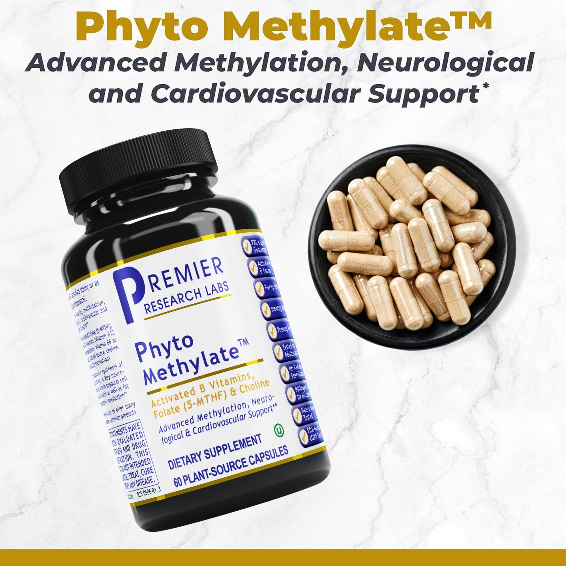 Premier Research Labs Phyto Methylate - B Vitamin Supplement - Supports Methylation, Detox, Brain & Heart Health - 5-MTHF & P5P - 60 Plant-Source Capsules Premier Research Labs Au supplements