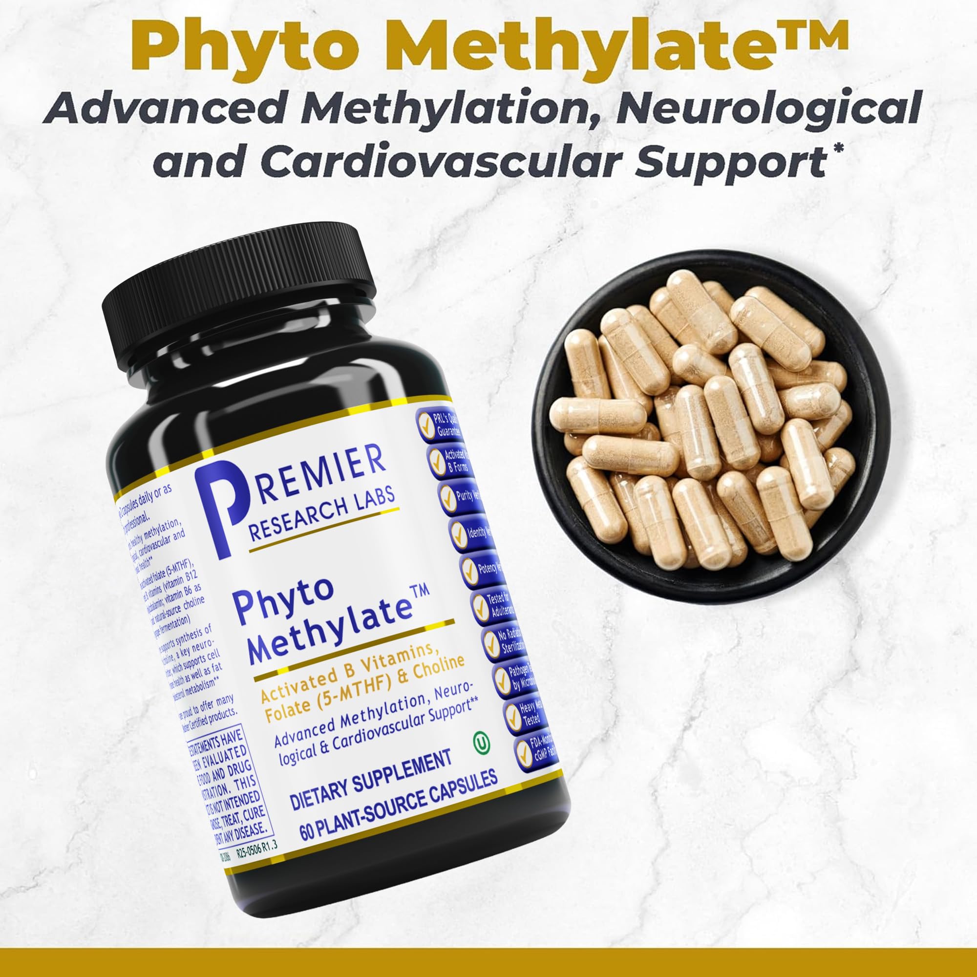 Premier Research Labs Phyto Methylate - B Vitamin Supplement - Supports Methylation, Detox, Brain & Heart Health - 5-MTHF & P5P - 60 Plant-Source Capsules Premier Research Labs Au supplements