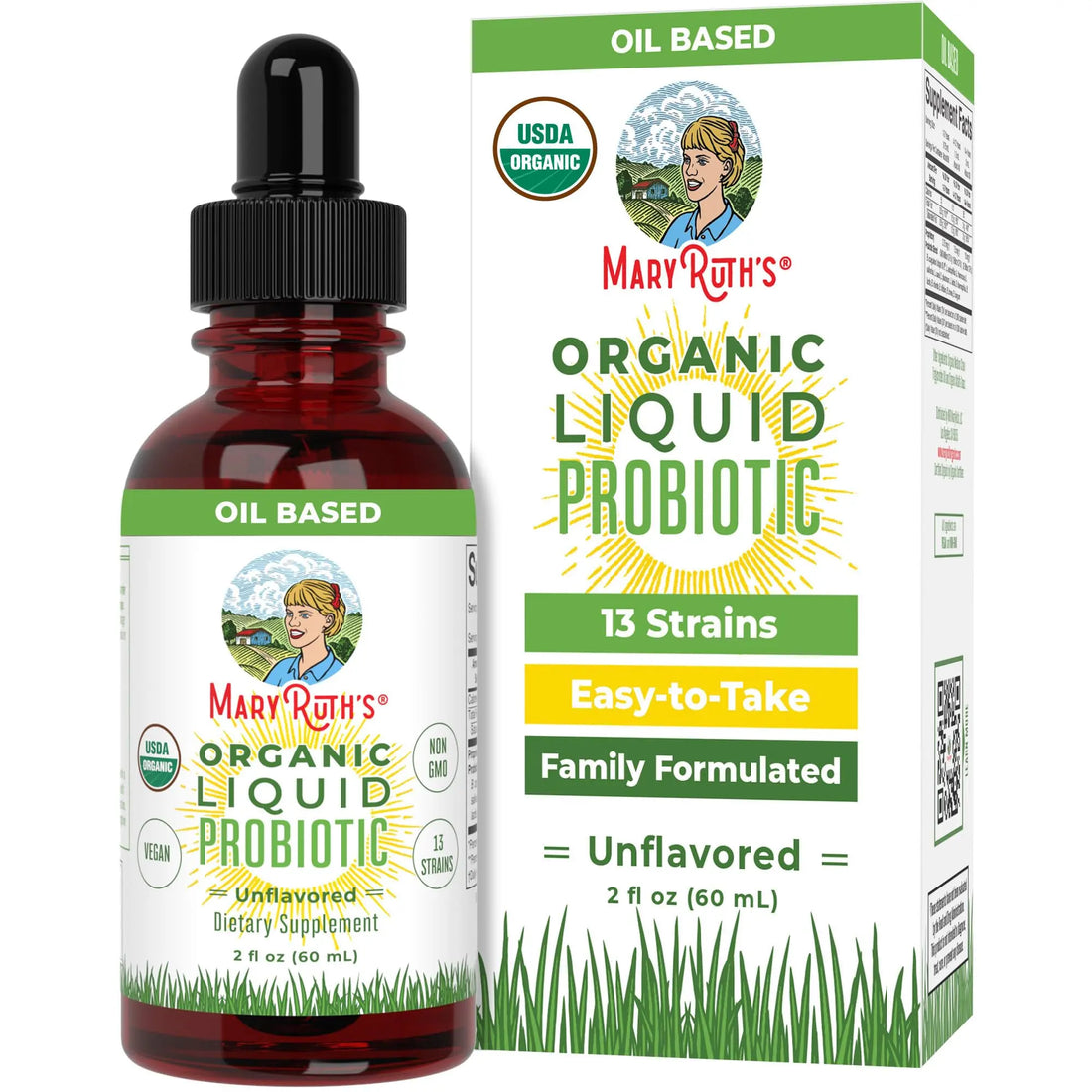 MaryRuth Organics Liquid Probiotic for Ages 4+ | 2 Billion CFU | 13 Probiotic Strains | Gut Health & Digestive Support | Gas & Bloating Support | Vegan | Gluten Free | Travel-Friendly | 20 Servings MARYRUTH'S Au supplements