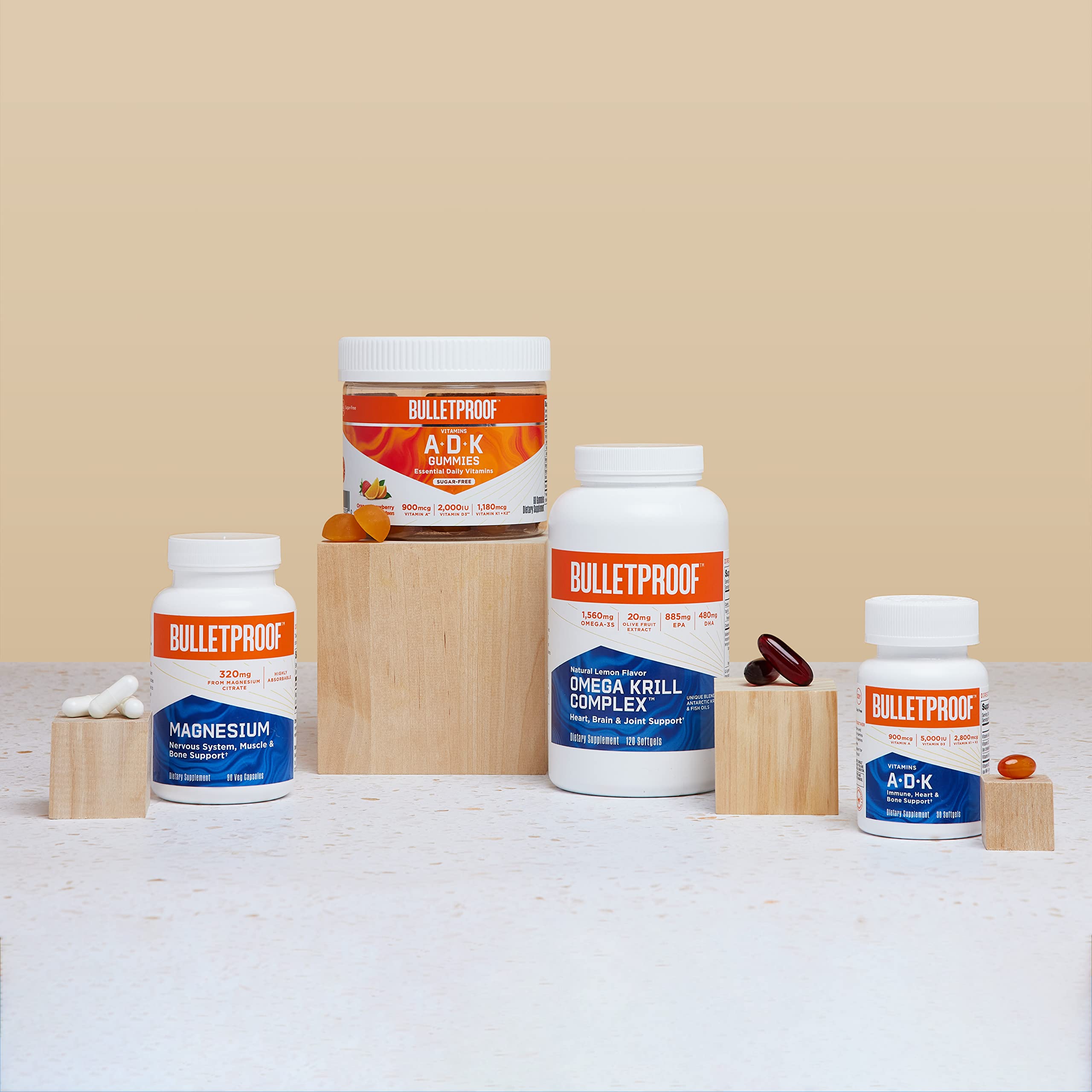 Vitamins A-D-K, 30 Softgels, 900mcg Vitamin A, with 5000 IU D3, K1, K2, K3, High Potency Bulletproof Au supplements