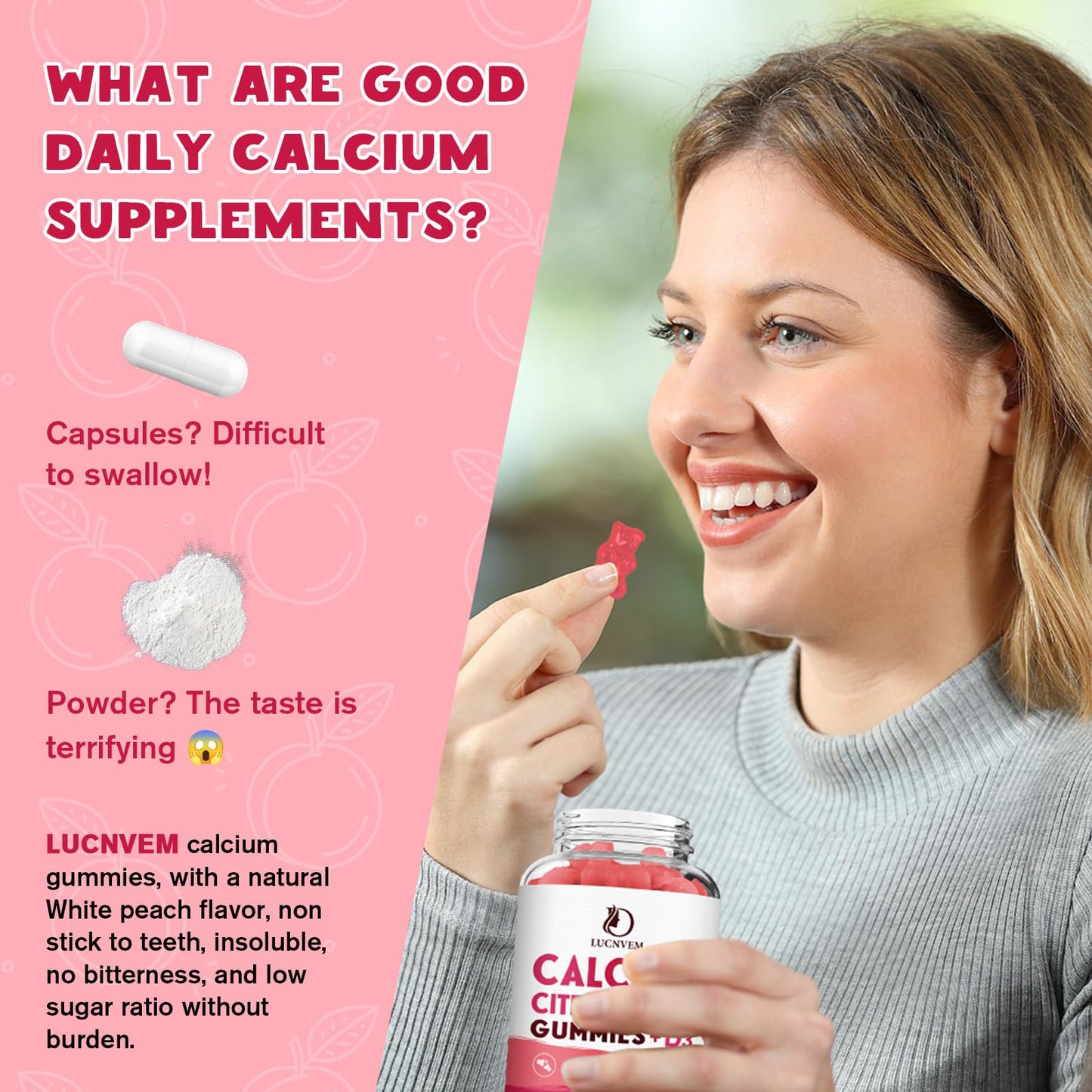 (2 Pack) Calcium Citrate 1200mg with Vitamin D3 Supplements Gummies for Women & Men, Calcium Gummies with Vitamin D3 K2, High Absorption LUCNVEMUS supplements