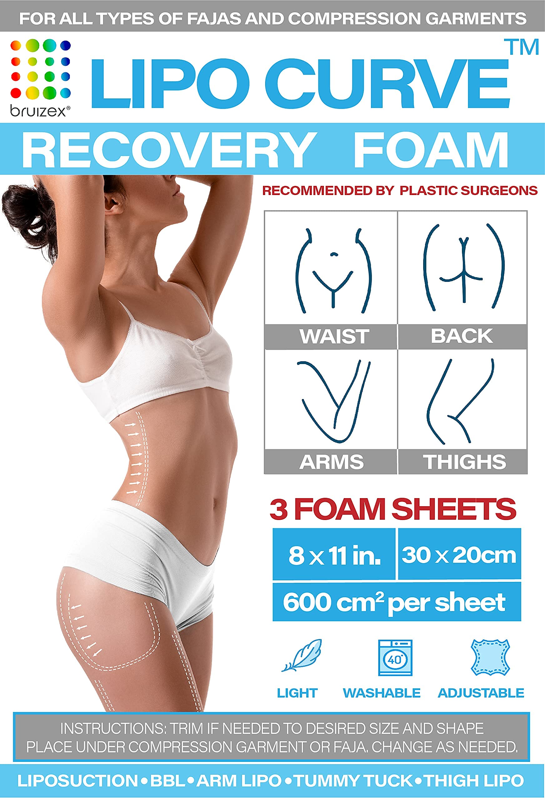 Arnica Montana Bruising & Swelling Cream & LipoCurve Foam Post Surgery Pads Bundle, for Liposuction Post Surgery Recovery & Lymphatic Drainage Bruizex Au supplements
