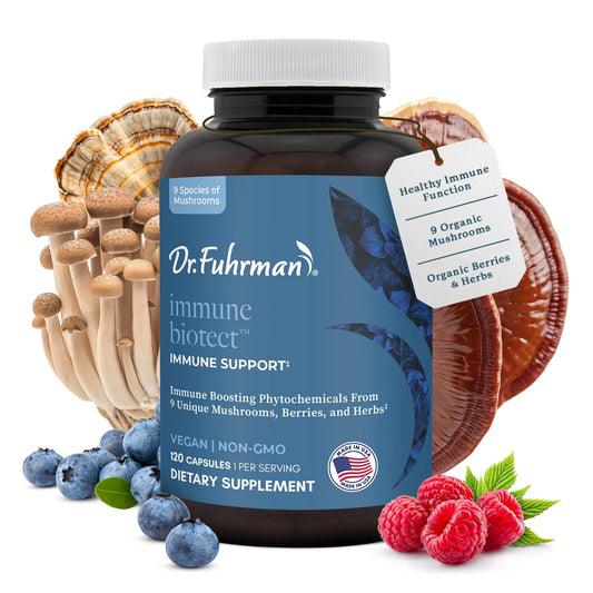Dr. Fuhrman All Natural Immune Support Supplement | Whole-Food Derived Vitamin for Immunity Defense | Organic Mushrooms, & Berries | Organic Lion’s Mane, Maitake, Reishi, and Elderberry | 120 Caps Dr. FuhrmanAU supplements