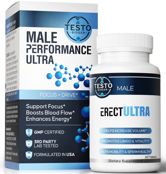 Male Enhancing Supplement - Fast Acting Performance Pills for Men for Blood Flow - Size & Stamina - Testosterone Booster, Maca Root, Epimedium,Tongkat Ali Dietary Supplement 60 Tablets TESTO BIOGENAU supplements