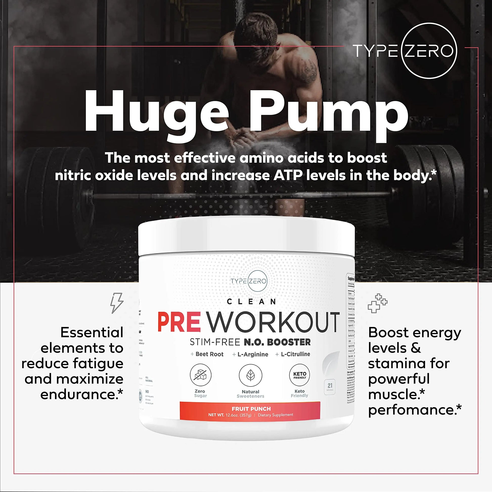 Ultra Clean Stim Free Pump Pre Workout + Nitric Oxide Booster (Fruit Punch) Beetroot, 7G Arginine Citrulline Malate, Betaine, Beta A, ACV+ - Sugar/Caffeine Free Natural Non Stim Preworkout Men & Women Type Zero Au supplements