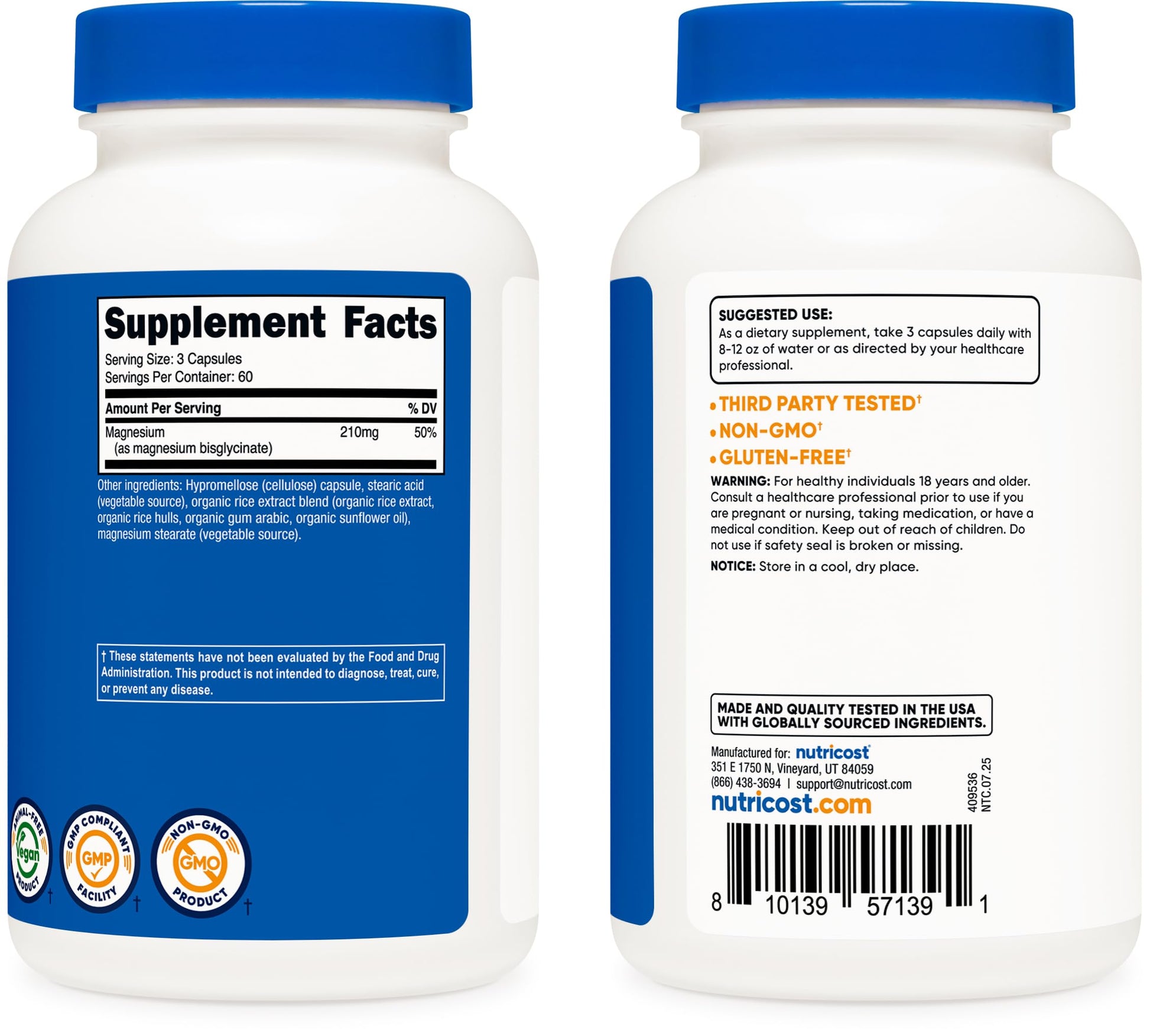 Nutricost Magnesium Glycinate Capsules (180 Capsules, 210 mg Per Serving) - Magnesium Glycinate Supplement for Gentle Absorption Nutricost Au supplements
