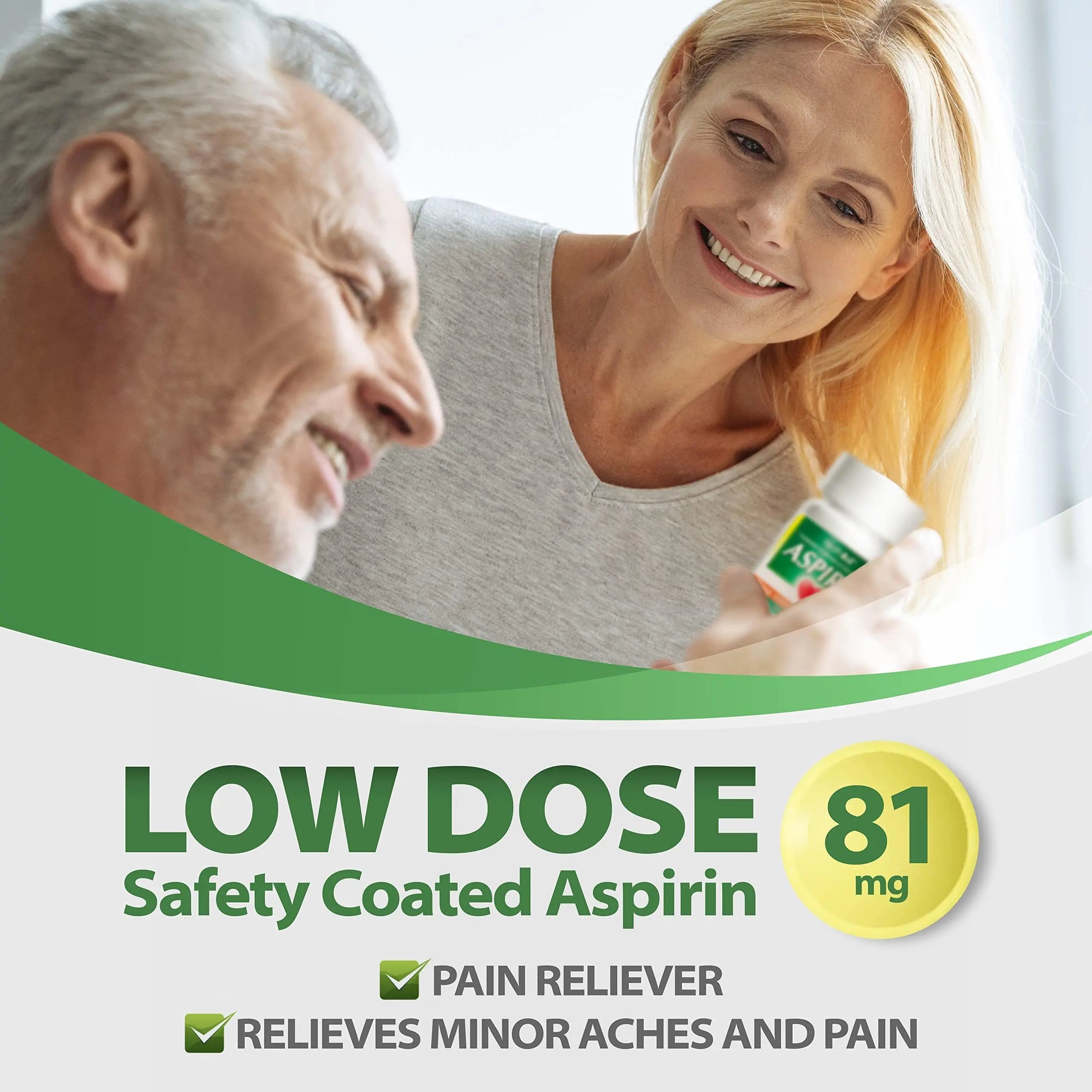 HealthA2Z® Aspirin 81 mg | Low Strength | Enteric Coated | Pain Relief | Reduces Minor Aches Muscle Pain & Cramps | Fever Reducer | Reduces Headache (300 Counts) HealthA2Z Au supplements