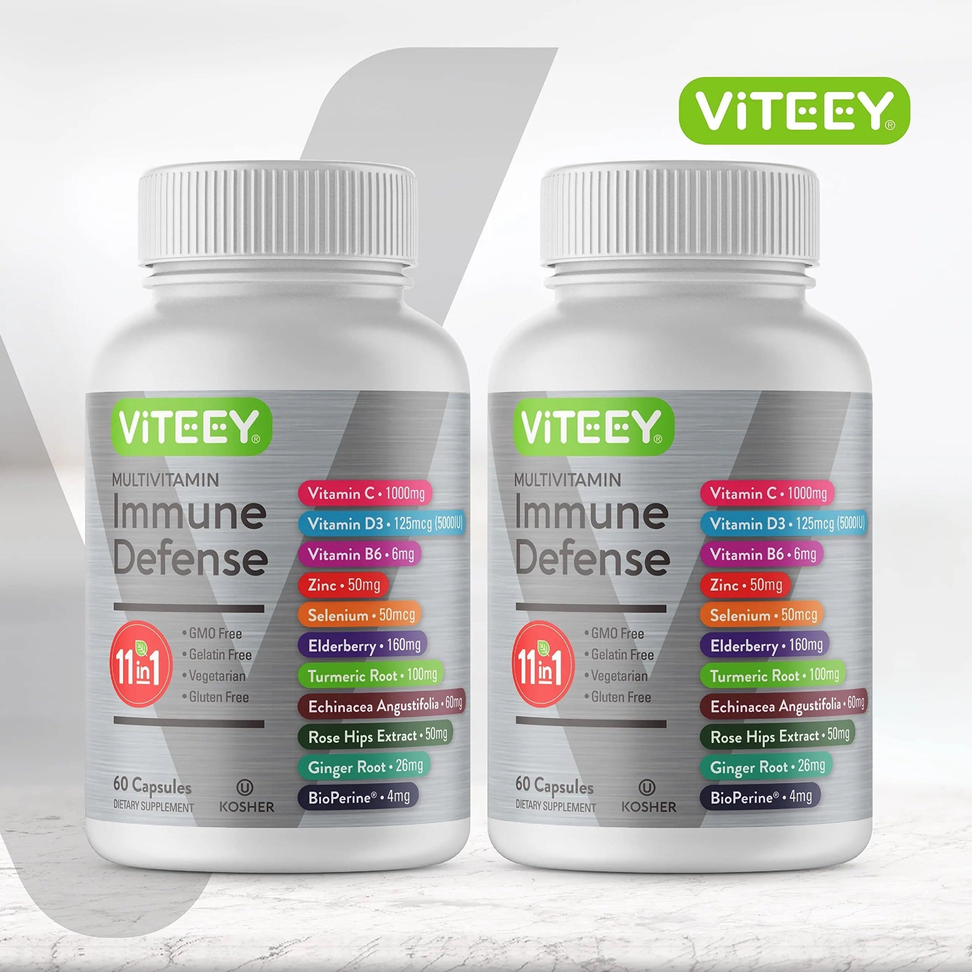 VITEEY 11 in 1 Immune Support Supplement - Immune Defense with Vitamin D3, B6, Echinacea, Turmeric, Rose-HIPS, Selenium Viteey Au supplements