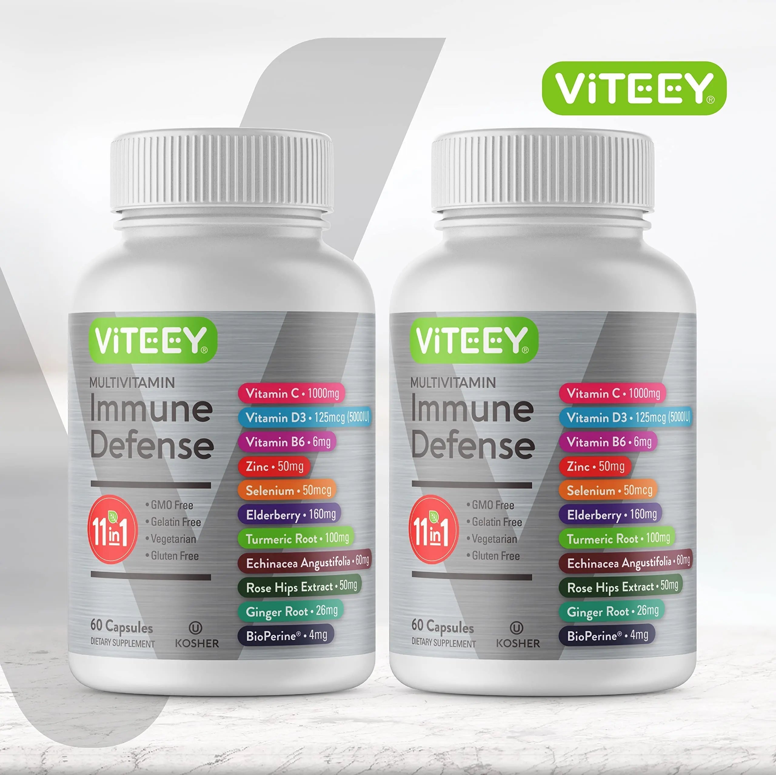 VITEEY 11 in 1 Immune Support Supplement - Immune Defense with Vitamin D3, B6, Echinacea, Turmeric, Rose-HIPS, Selenium Viteey Au supplements