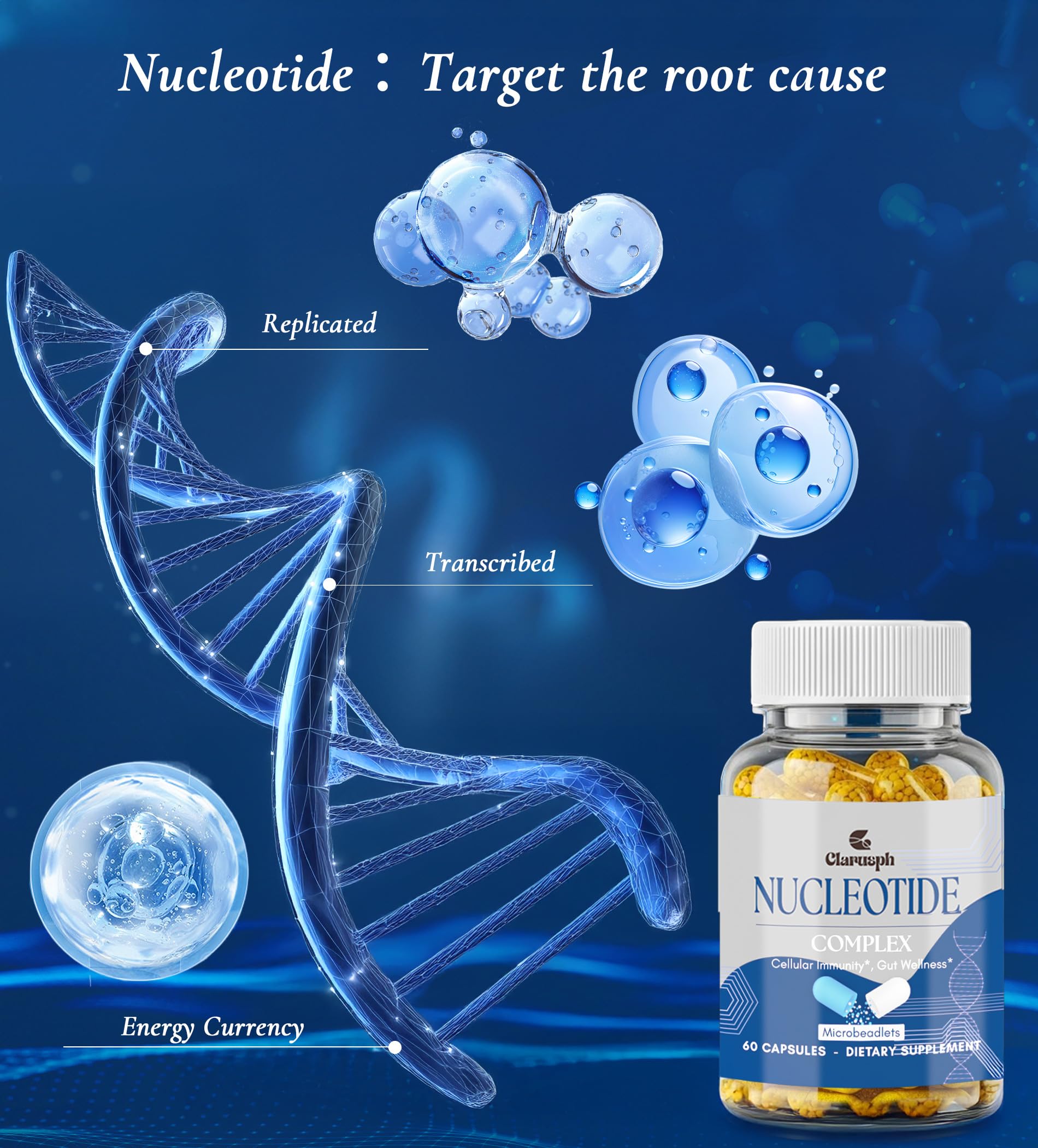 Clarusph Immunity* Supplement, Immune* Nucleotide Complex Blend 400mg Including AMP, CMP, GMP, UMP, Nucleo Immune*, 120 Capsules Clarusph Au supplements