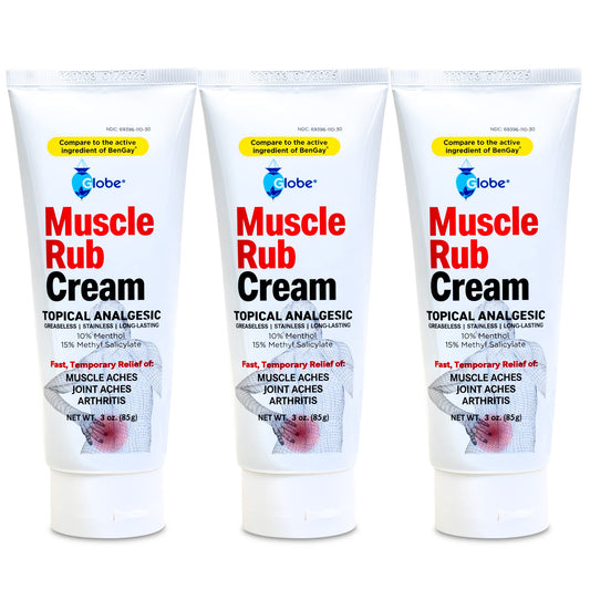 (3 Pack) Globe Ultra Strength Greaseless Muscle Rub Cream (3 oz). Compare to The Active Ingredients of Greaseless Bengay, 10% Menthol & 15% Methyl Salicylate (3 Pack) GlobeAu supplements