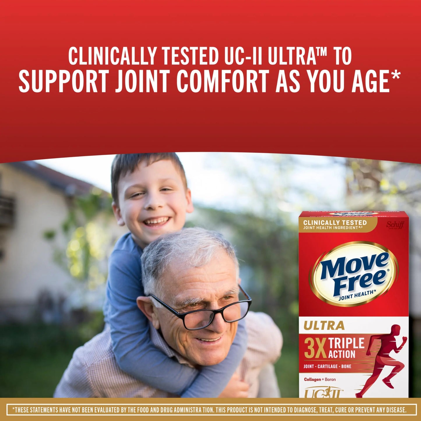 Move Free Ultra Triple Action Joint Support Supplement - Type II Collagen Boron & Hyaluronic Acid - Supports Joint Comfort, Cartiliage & Bones in 1 Tiny Pill Per Day, 30 Tablets (30 servings)* Move FreeAU supplements