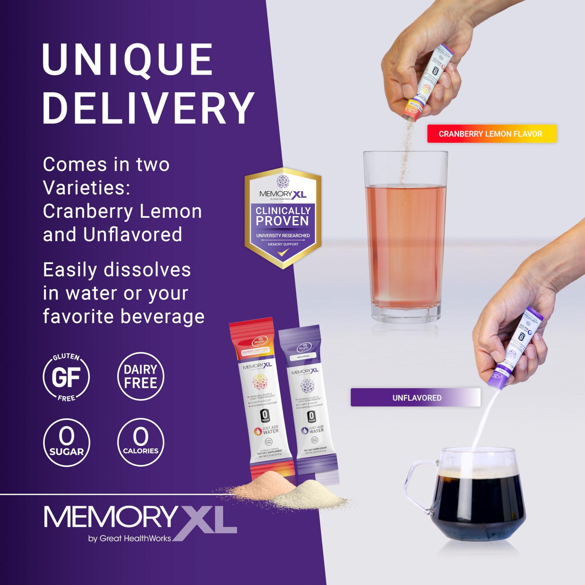 MemoryXL, Magnesium L-Threonate: Brain Supplement for Memory & Focus; Magtein®, Phosphatidylserine, Vitamin Mix. Improves Memory Focus Attention Learning & Logic. 0 Sugar, 0 cal, 30pk Cranberry Lemon OmegaXL Au supplements