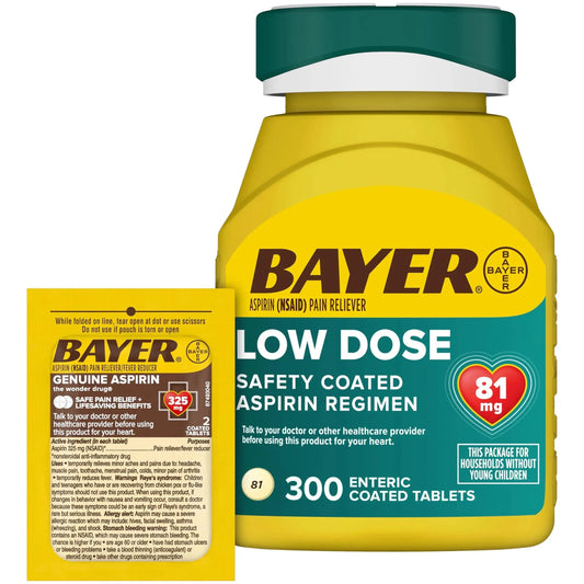 Bayer Aspirin 81mg Enteric Coated Tablets 300ct and 2 Count Travel Pack of Genuine Aspirin 325mg Coated Tablets BayerAU supplements