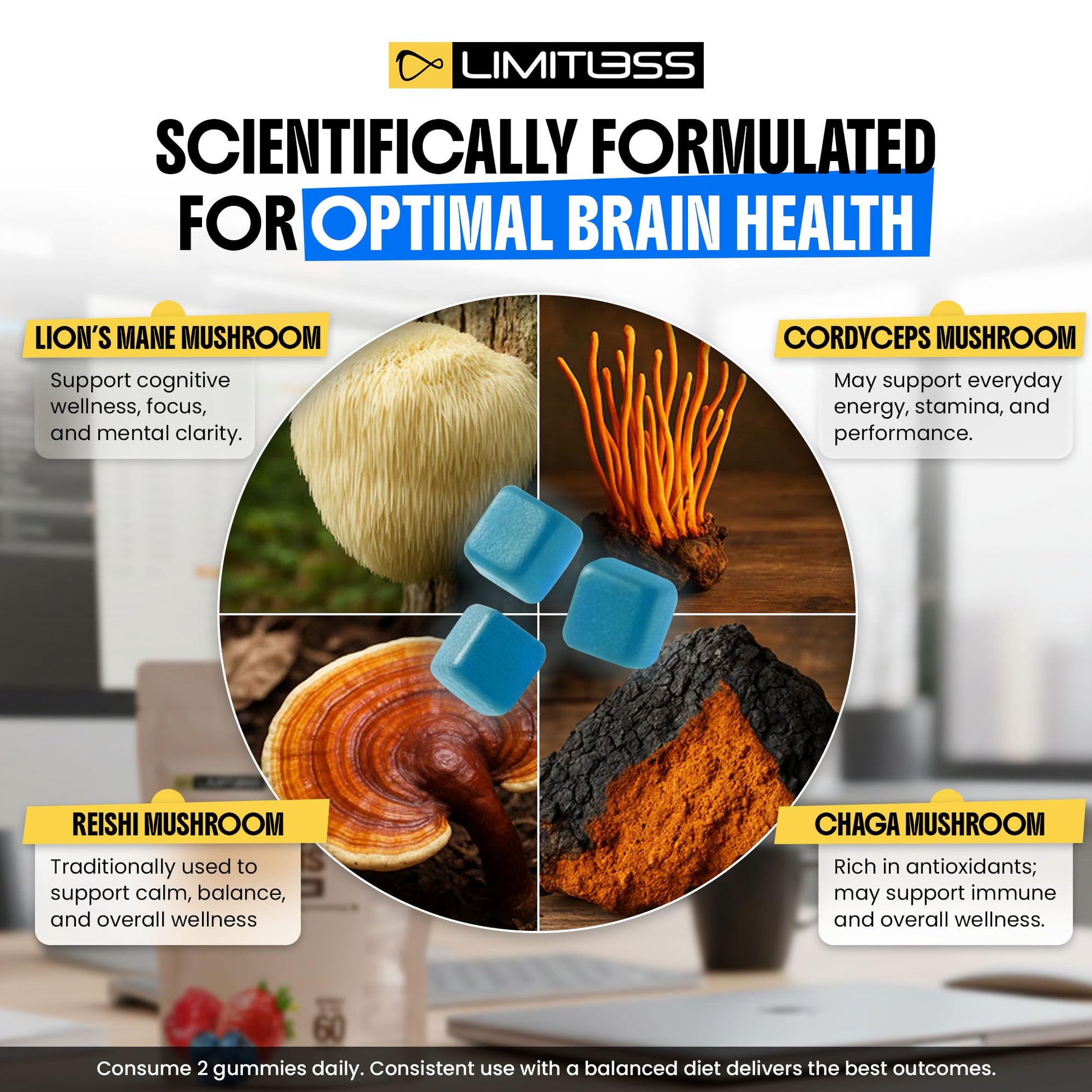 Limitless Supershrooms Smart Focus Gummies - 30 Day Supply LIMITLESS X Au supplements