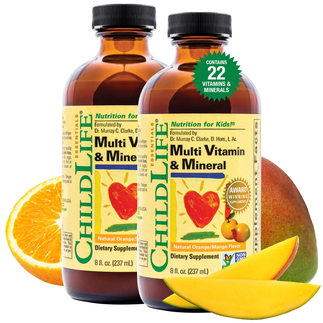 CHILDLIFE ESSENTIALS Kids Multivitamin & Mineral - Kids Vitamins, Liquid Multivitamin for Kids, Toddler Multivitamins, Liquid Vitamins, Baby Multivitamin - Natural Orange & Mango, 8 Fl Oz (Pack of 2) CHILDLIFE ESSENTIALS Au supplements