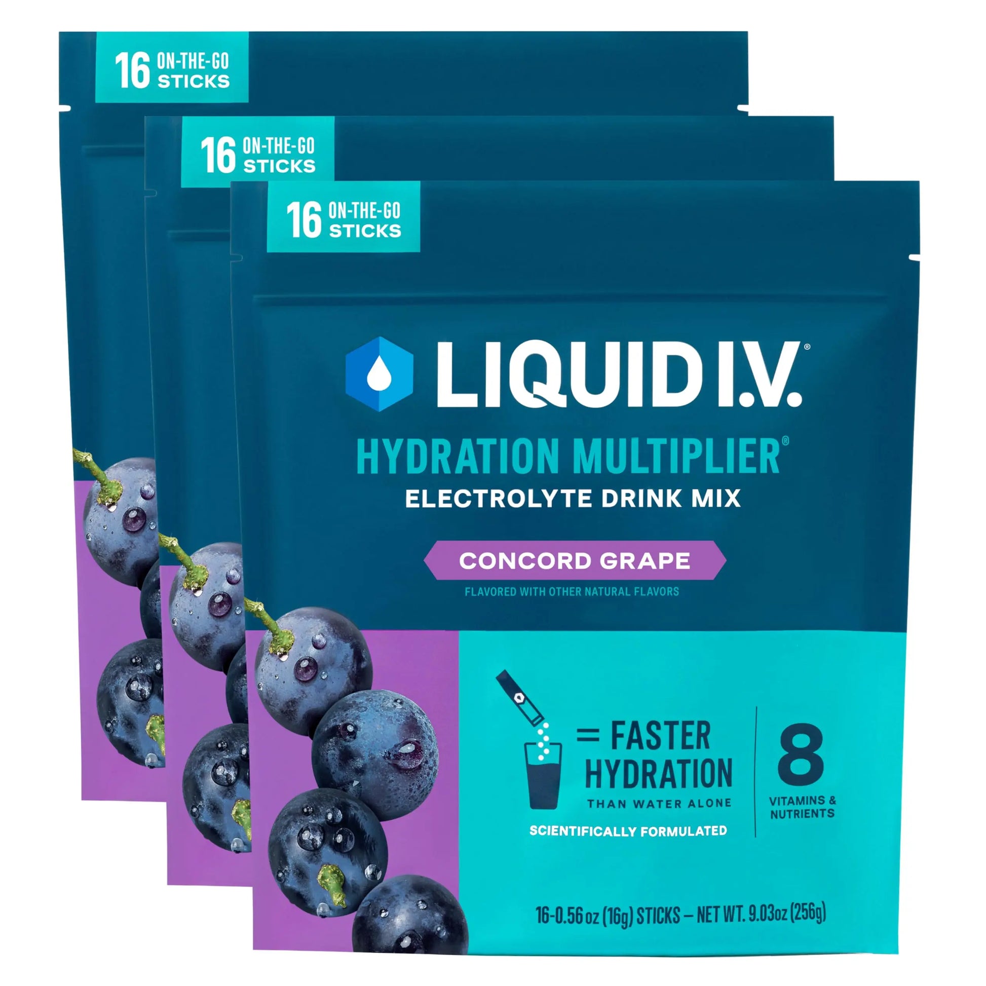 Liquid I.V.® Hydration Multiplier - Concord Grape | Electrolyte Powder Drink Mix | 3 Pack (48 Servings) Liquid I.V. Au supplements