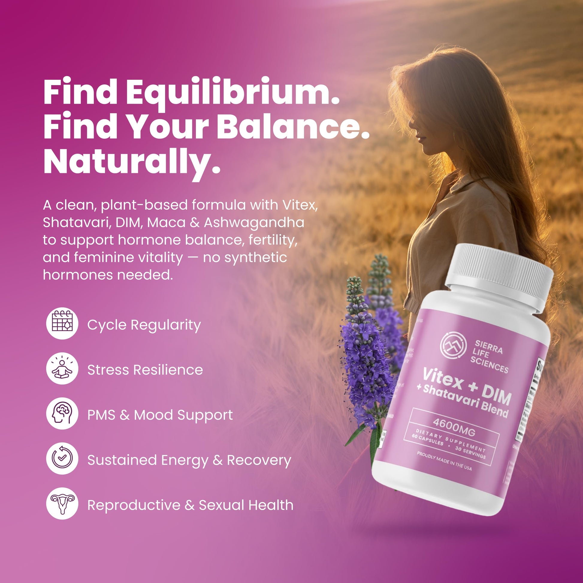 SIERRA LIFE SCIENCES Hormonal Balance Blend for Women – Vitex, DIM, Shatavari + Adaptogenic Support – Menstrual & Menopause Relief – Vegan, Clean-Label Formula – 4600mg – (Pack of 2) SIERRA LIFE SCIENCES Au supplements