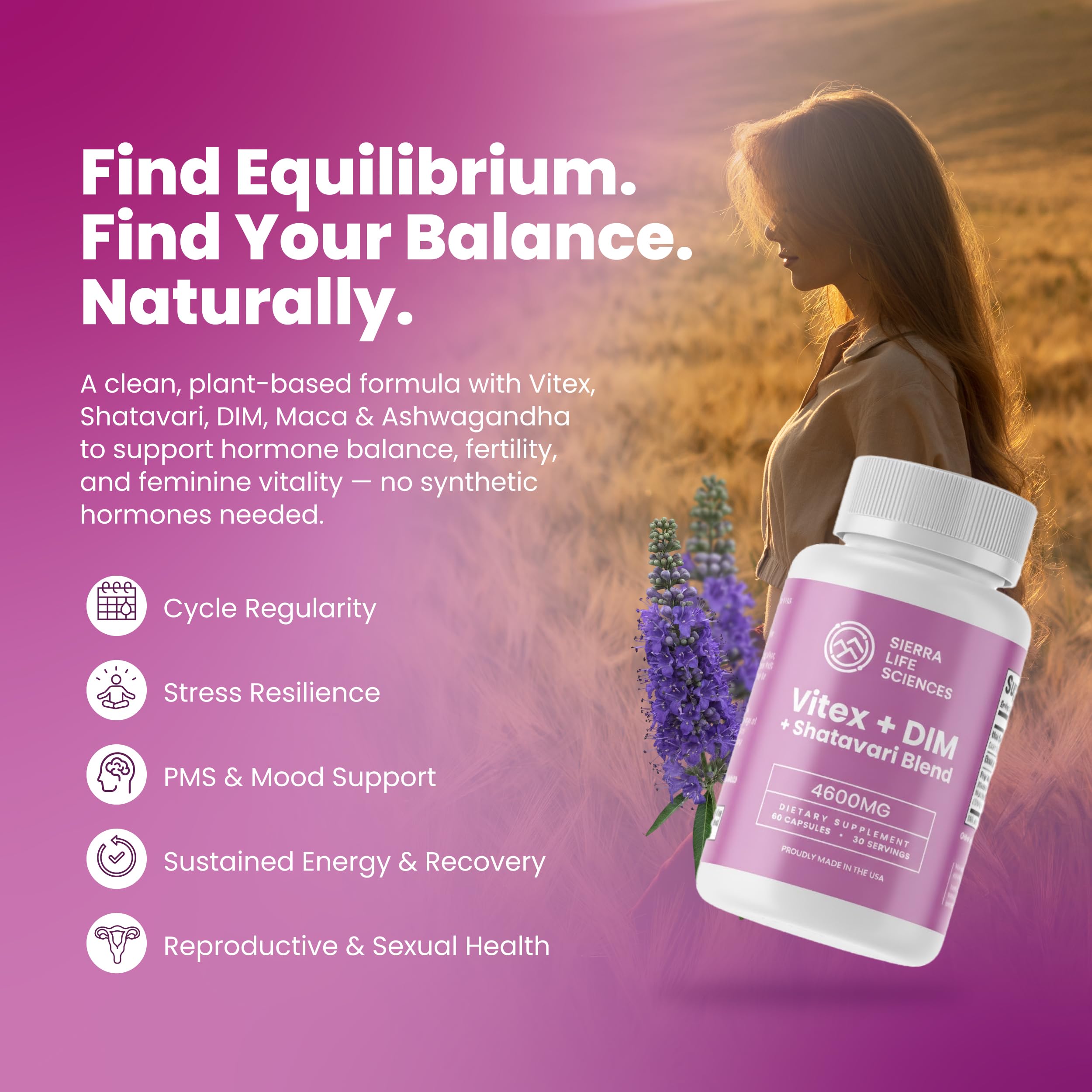 SIERRA LIFE SCIENCES Hormonal Balance Blend for Women – Vitex, DIM, Shatavari + Adaptogenic Support – Menstrual & Menopause Relief – Vegan, Clean-Label Formula – 4600mg – (Pack of 2) SIERRA LIFE SCIENCES Au supplements