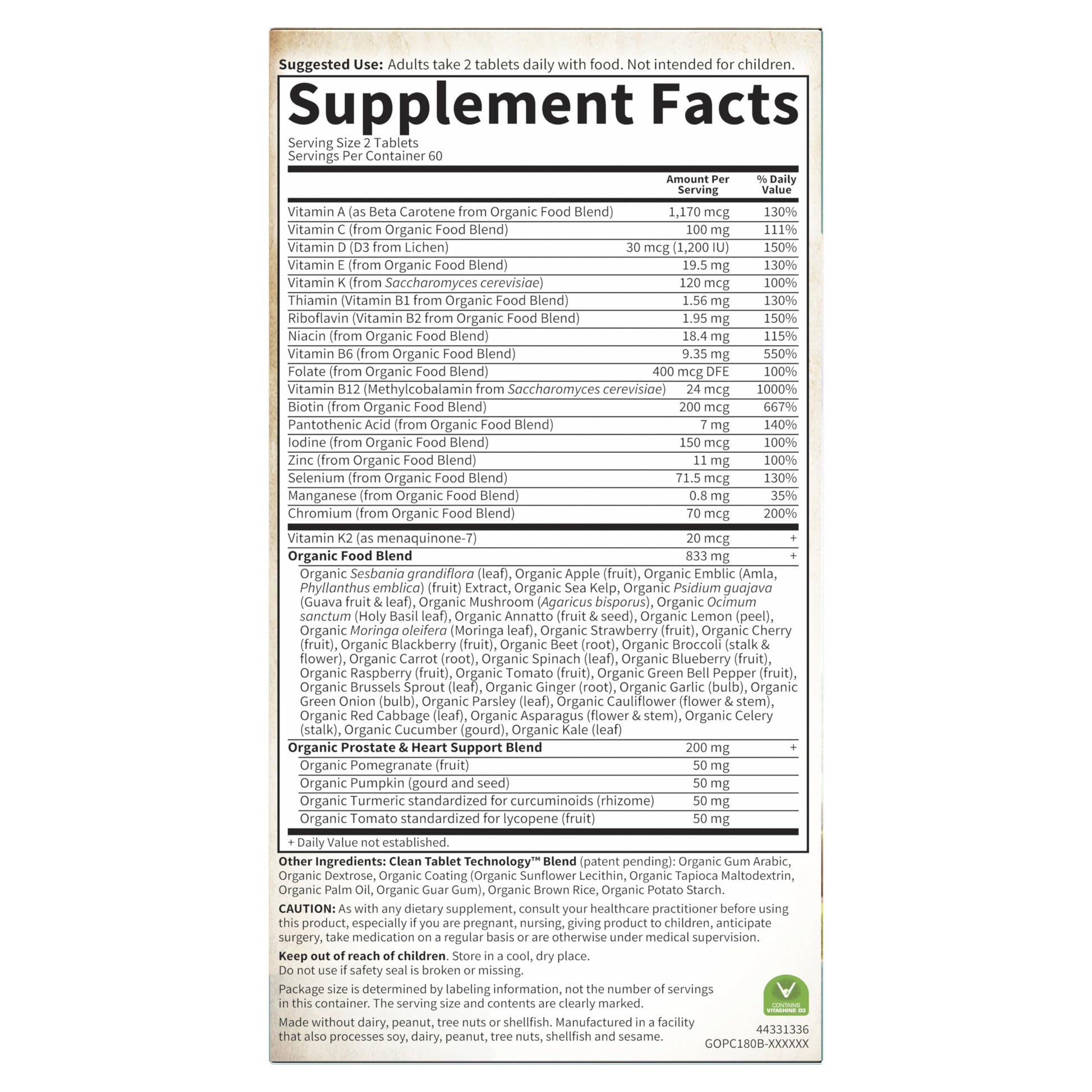 Garden of Life Organics Whole Food Multivitamin for Men 40+ 120 Tablets, Vegan Mens Multi for Health Garden of Life Au supplements
