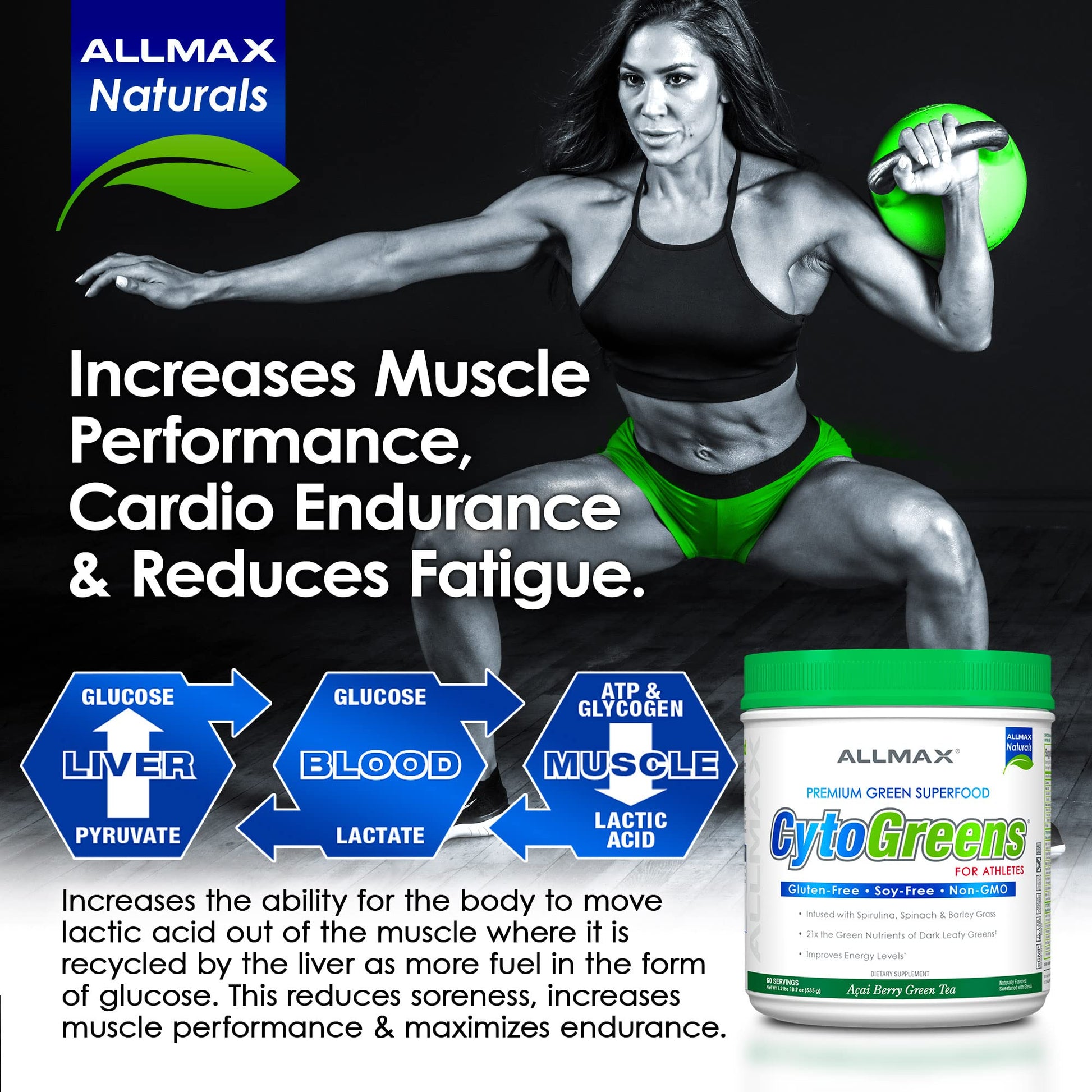 ALLMAX Naturals CytoGreens Super Greens Powder, Premium Green Superfood with Greens, Superfoods, Daily Greens Supplement, Acai Berry Green Tea, 14 Servings ALLMAX Au supplements