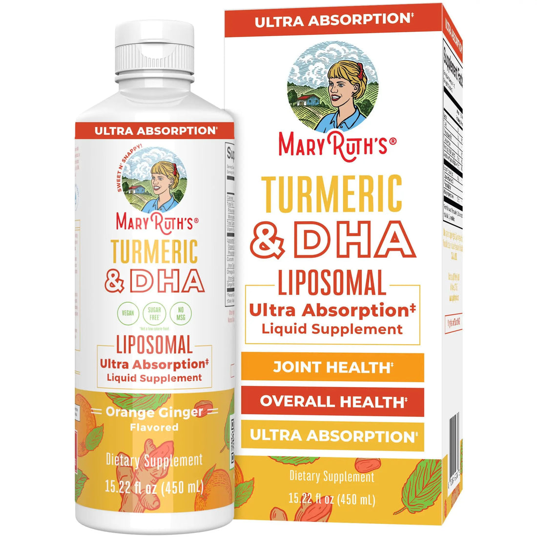 MaryRuth Organics | Liposomal Turmeric & DHA | Curcumin | Ginger Root Oil | Algal DHA & Vitamin E | Cognitive Function | Mood Support | Joint Health | Liquid Supplement | 15.22 oz MARYRUTH'S Au supplements