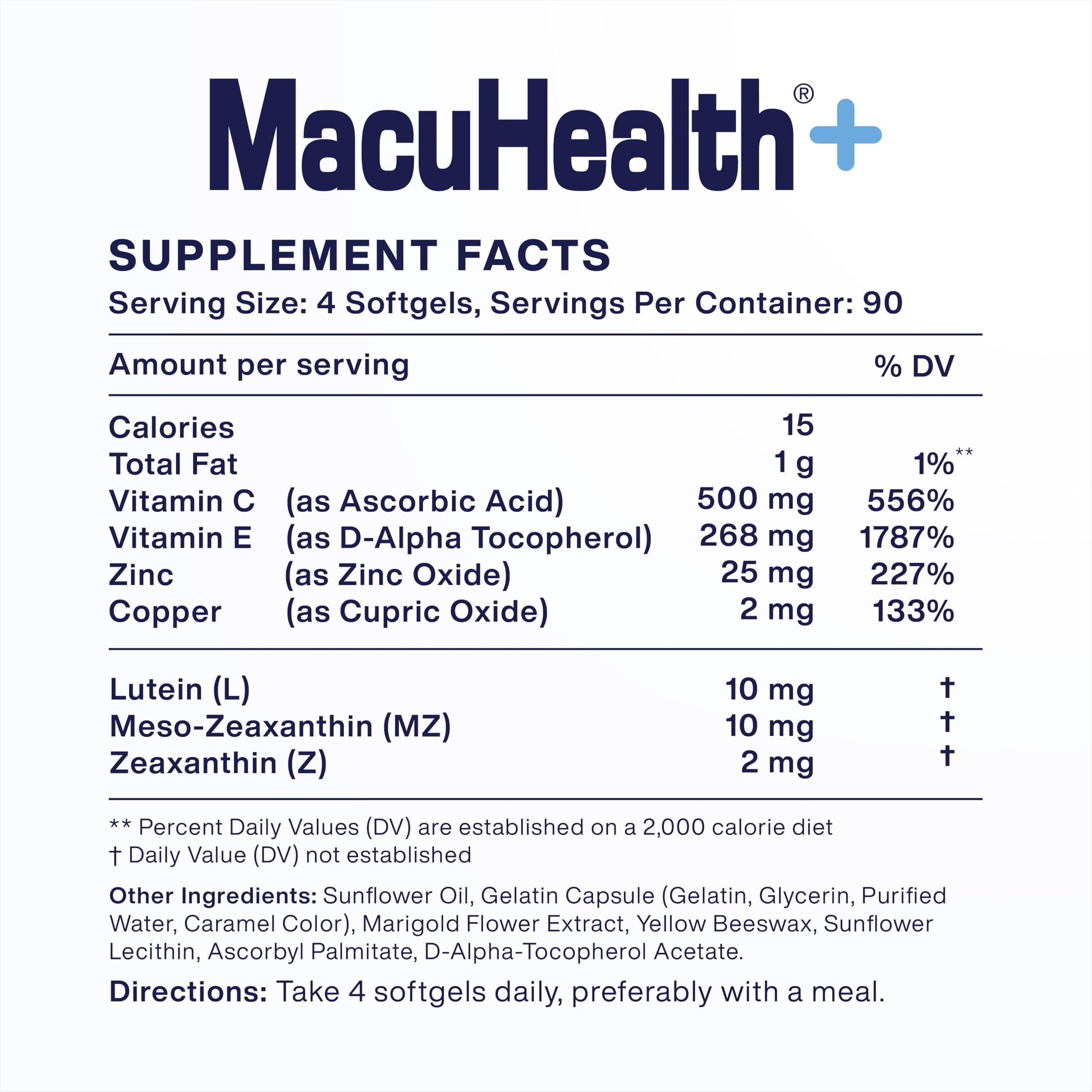 Macuhealth Plus+ Eye Vitamins Supplement for Adults - 90 Day Supply with Lutein, Zeaxanthin, and Meso-Zeaxanthin - Unflavored, Vitamin for Eyes Macuhealth Au supplements