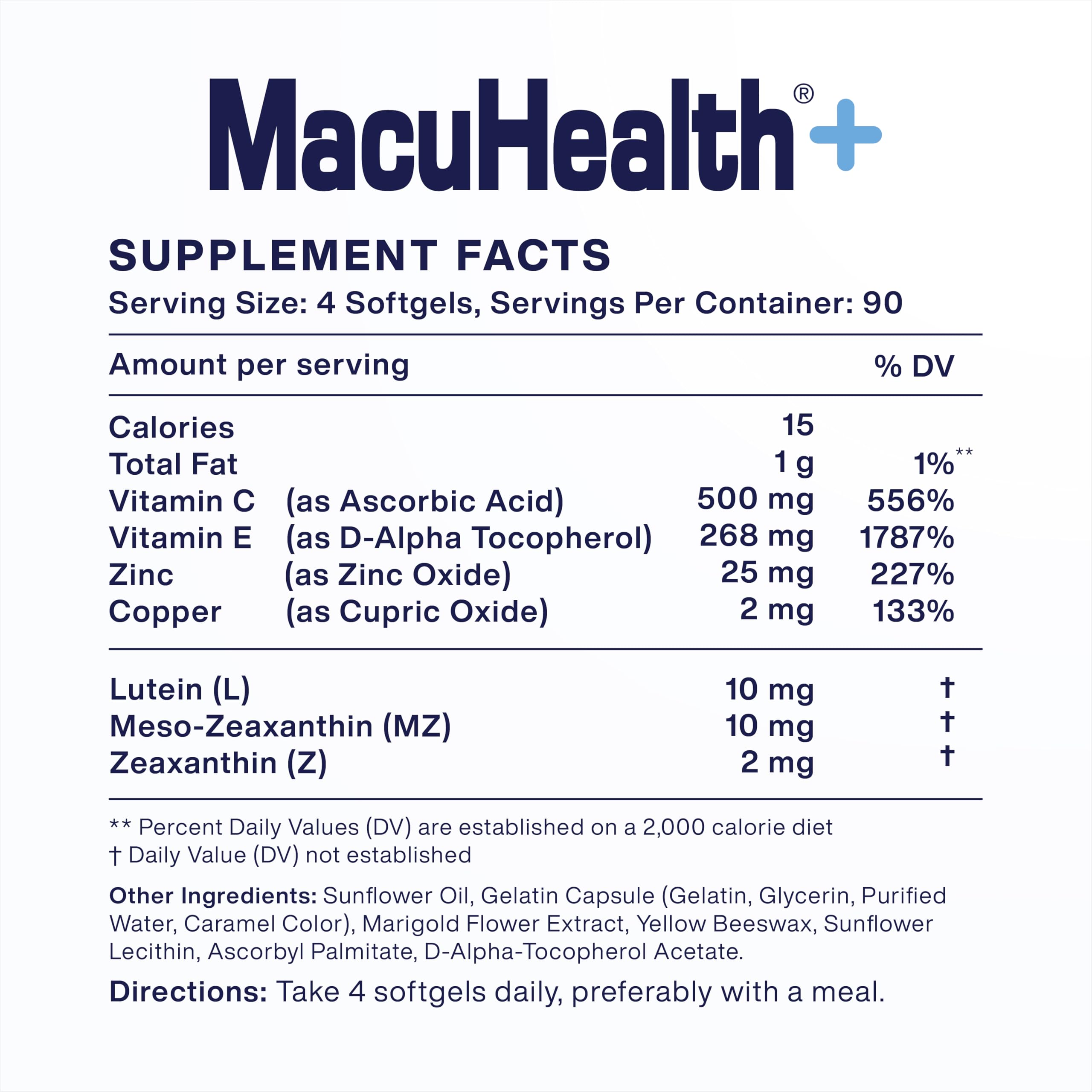 Macuhealth Plus+ Eye Vitamins Supplement for Adults - 90 Day Supply with Lutein, Zeaxanthin, and Meso-Zeaxanthin - Unflavored, Vitamin for Eyes Macuhealth Au supplements
