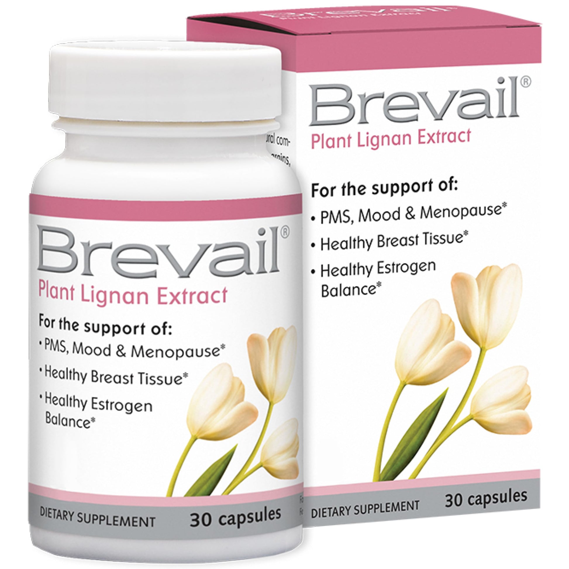 Brevail Plant Lignan Extract Capsules, Proactive Breast Health Supplement with 50 mg SDG Lignans from Flax Seed Hulls for Healthy Estrogen Balance and PMS Mood Support Pills, 30 Count Barlean's Au supplements