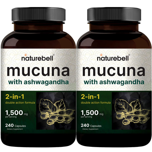 2 Pack NatureBell Mucuna Pruriens Capsules, 1500mg Per Serving, Made with Mucuna NatureBellAU supplements