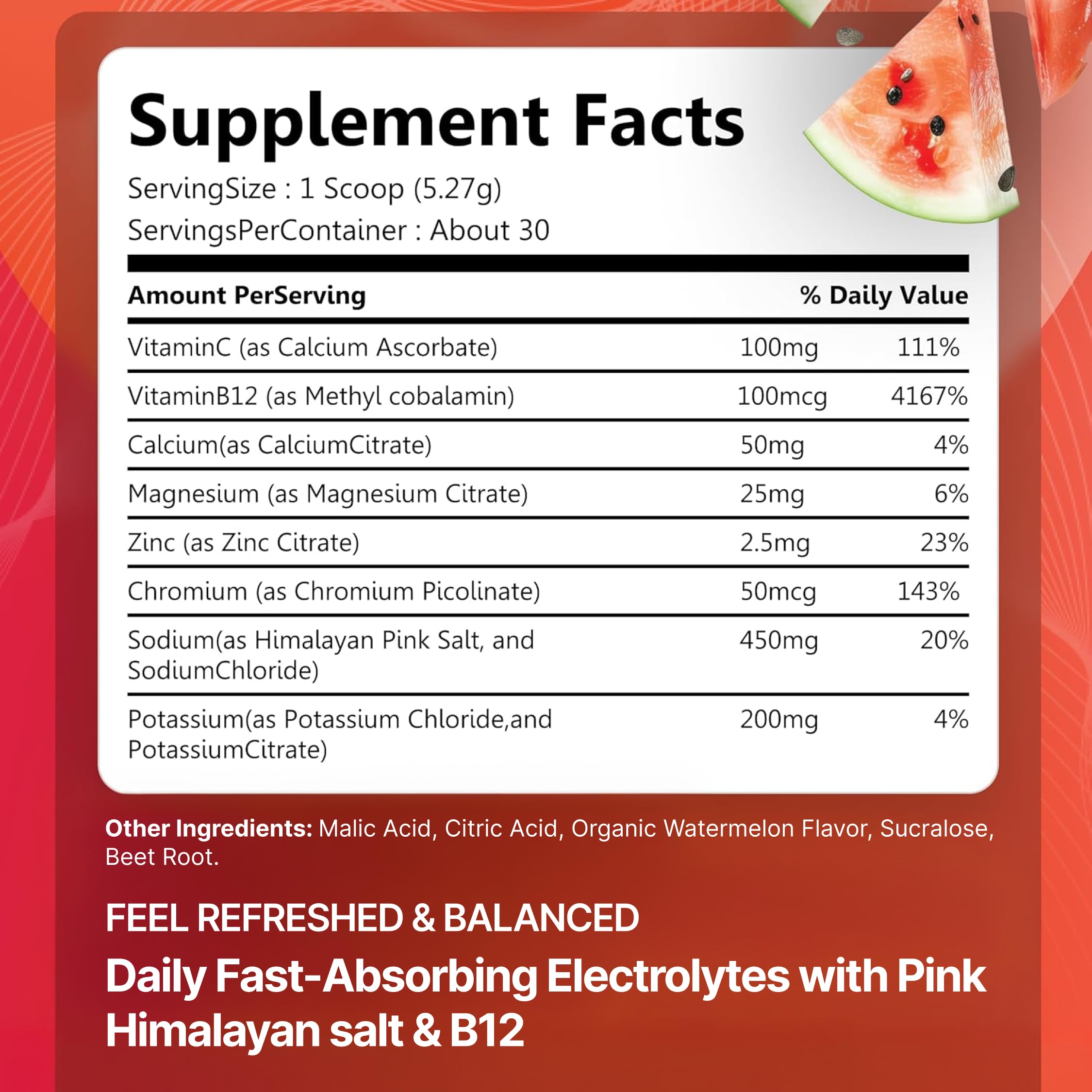 Rosabella Electrolyte Drink Powder – Watermelon – Sugar-Free Hydration Drink Mix – Electrolytes Powder with Sodium, Potassium, Magnesium, Calcium
