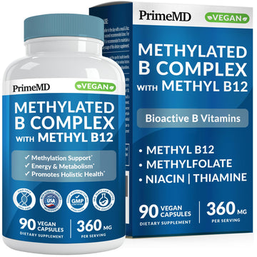 Methylated B Complex with Methylfolate and B12 Methylcobalamin 1000 mcg - Methylated Multivitamin for Energy, Brain Function, and Wellness - Vitamin B Complex for Men & Women (90 Servings) (Pack of 1) PrimeMD Au supplements