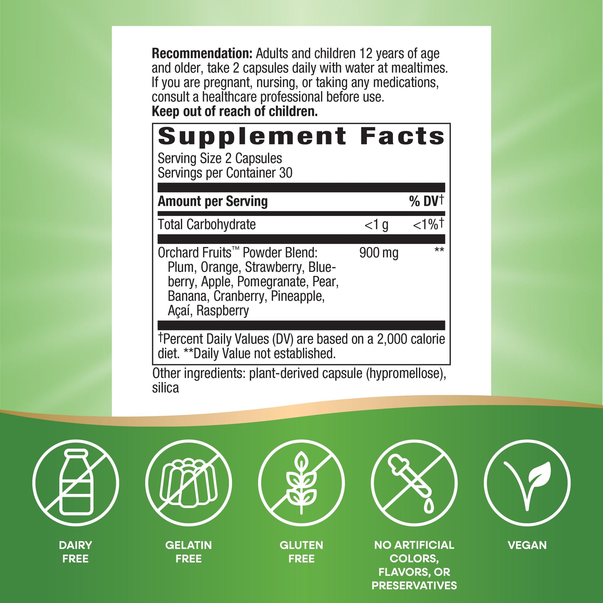 Nature's Way Orchard Fruits, Fruit Powder Blend, Contains 12 Different Fruits, 900mg Per 2-Capsule Serving, 60 Capsules Nature's Way Au supplements
