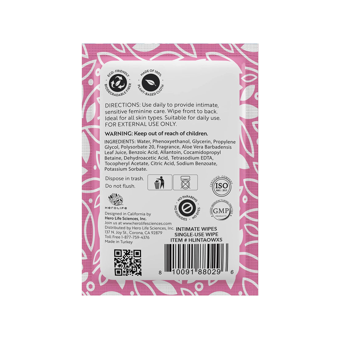 HEROLIFE Personal Wipes for Feminine Care, Single Use To Go, Plant-Based, 1 pack of 40 Single Herolife uk supplements