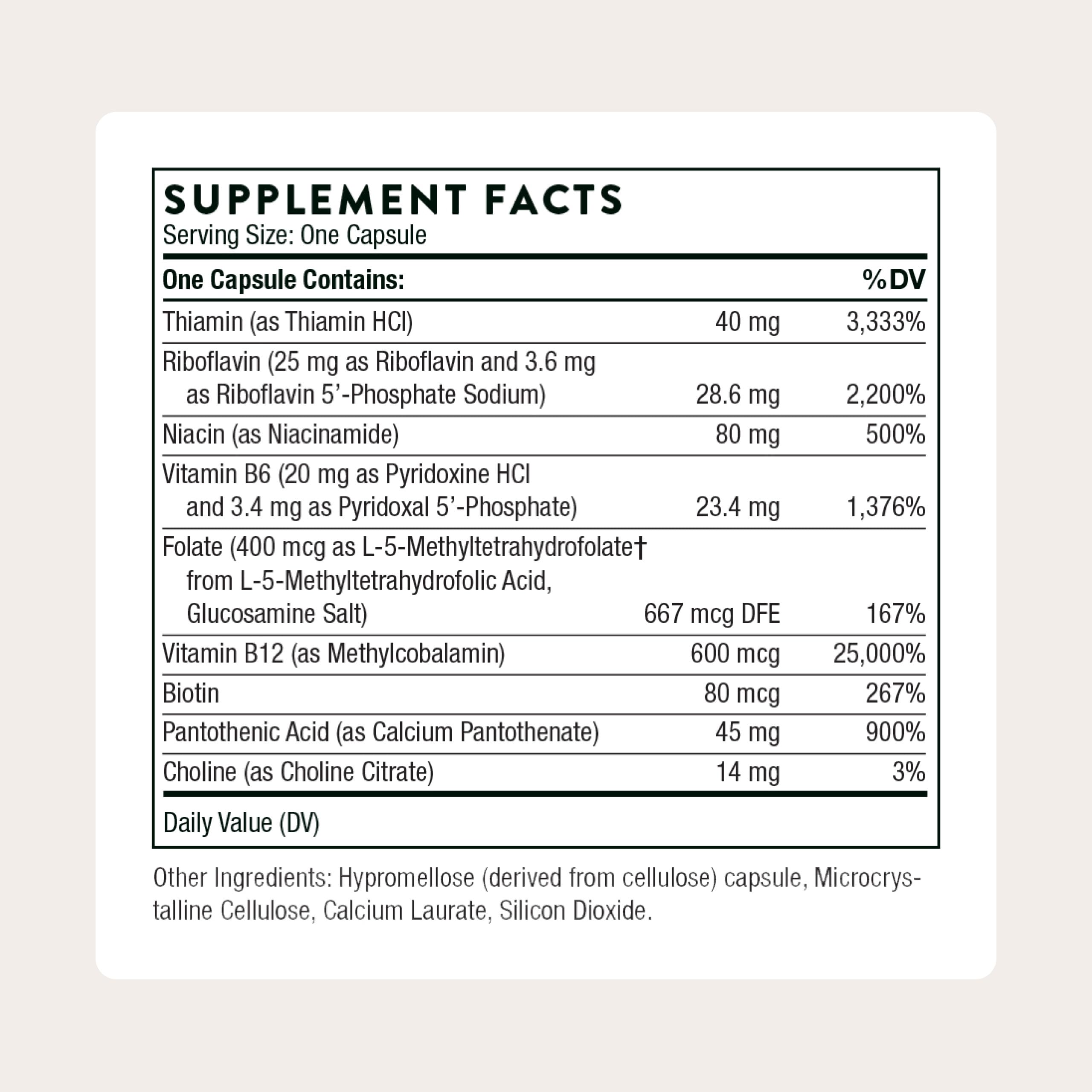 THORNE - B-Complex #12 - Vitamin B Complex with Choline Supplement - Supports Cellular Energy Production & a Healthy Nervous System* - Third-Party Certified